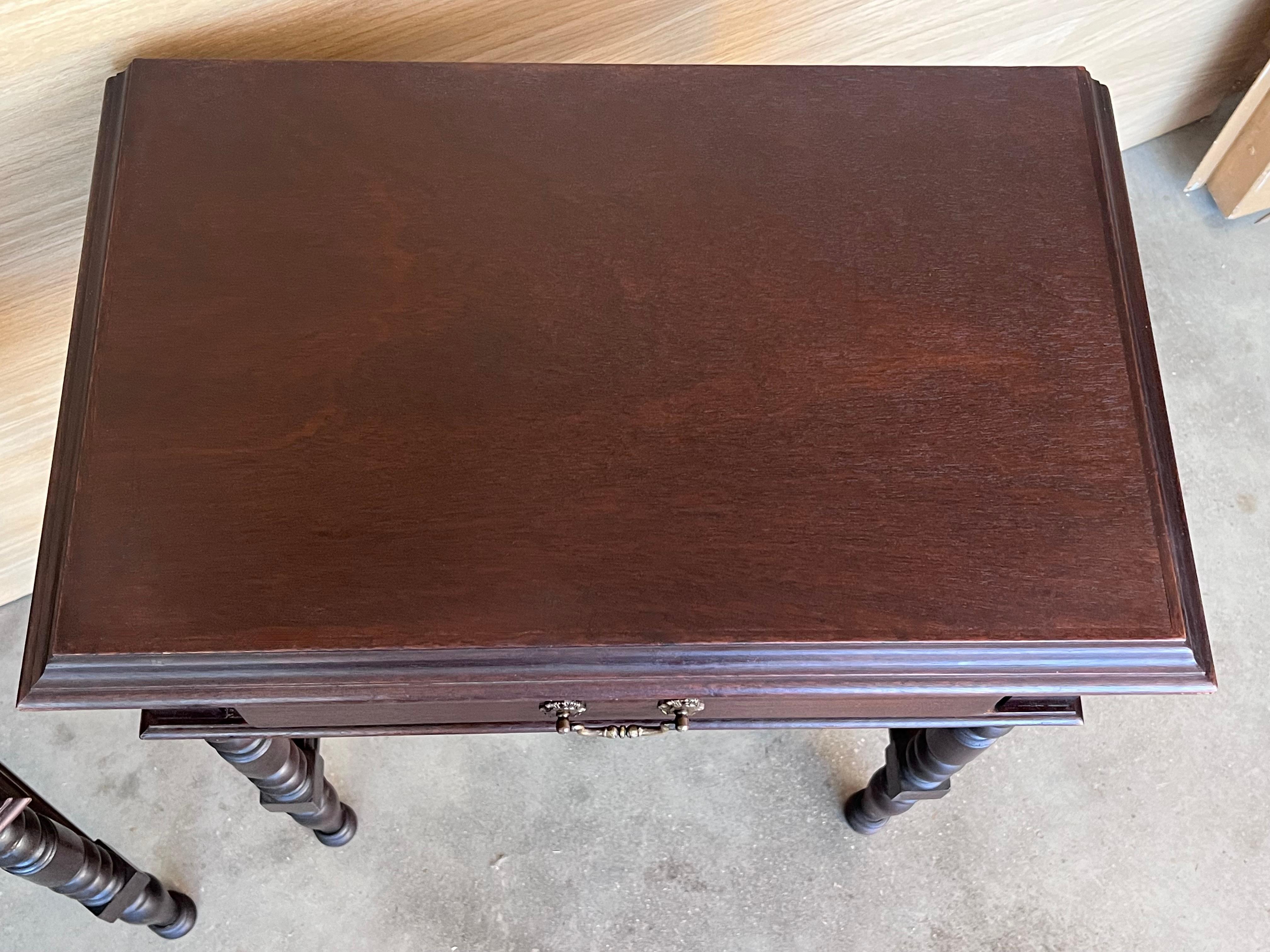 20th Century Pair of Solid Carved French Nightstands with Drawer 2