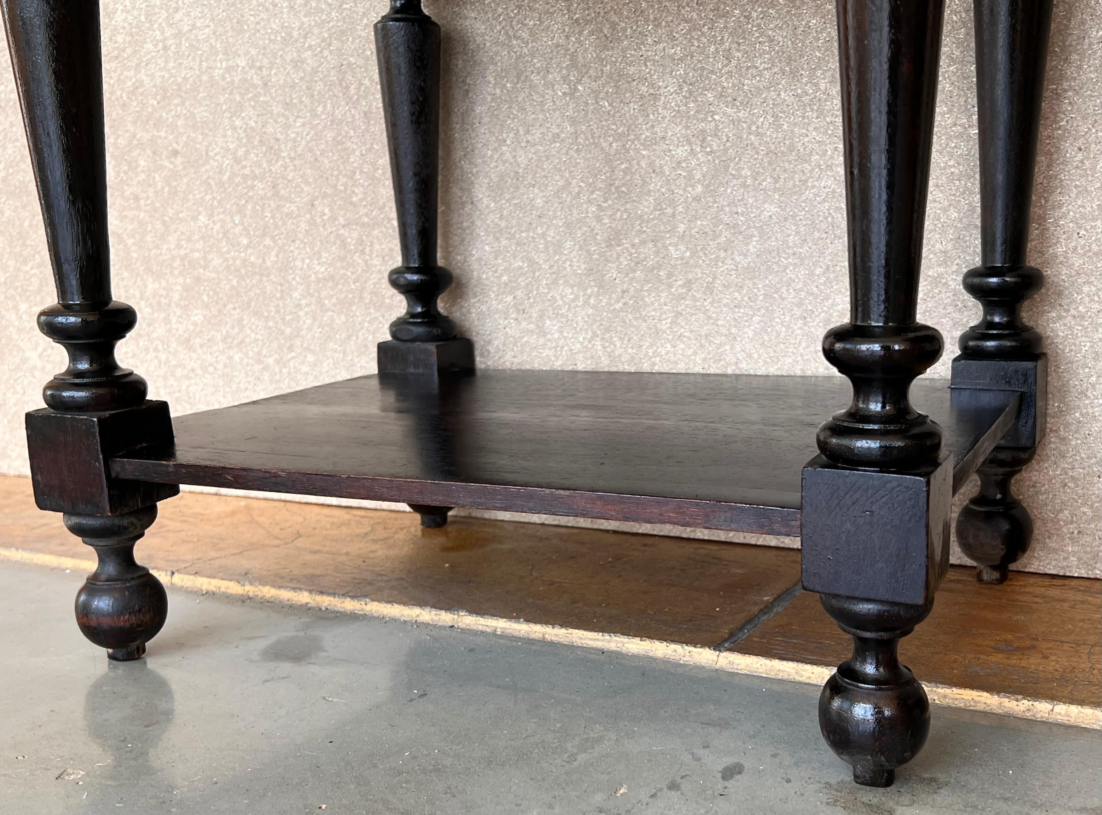 20th Century Pair of Solid Carved French Nightstands with Low Shelve For Sale 8
