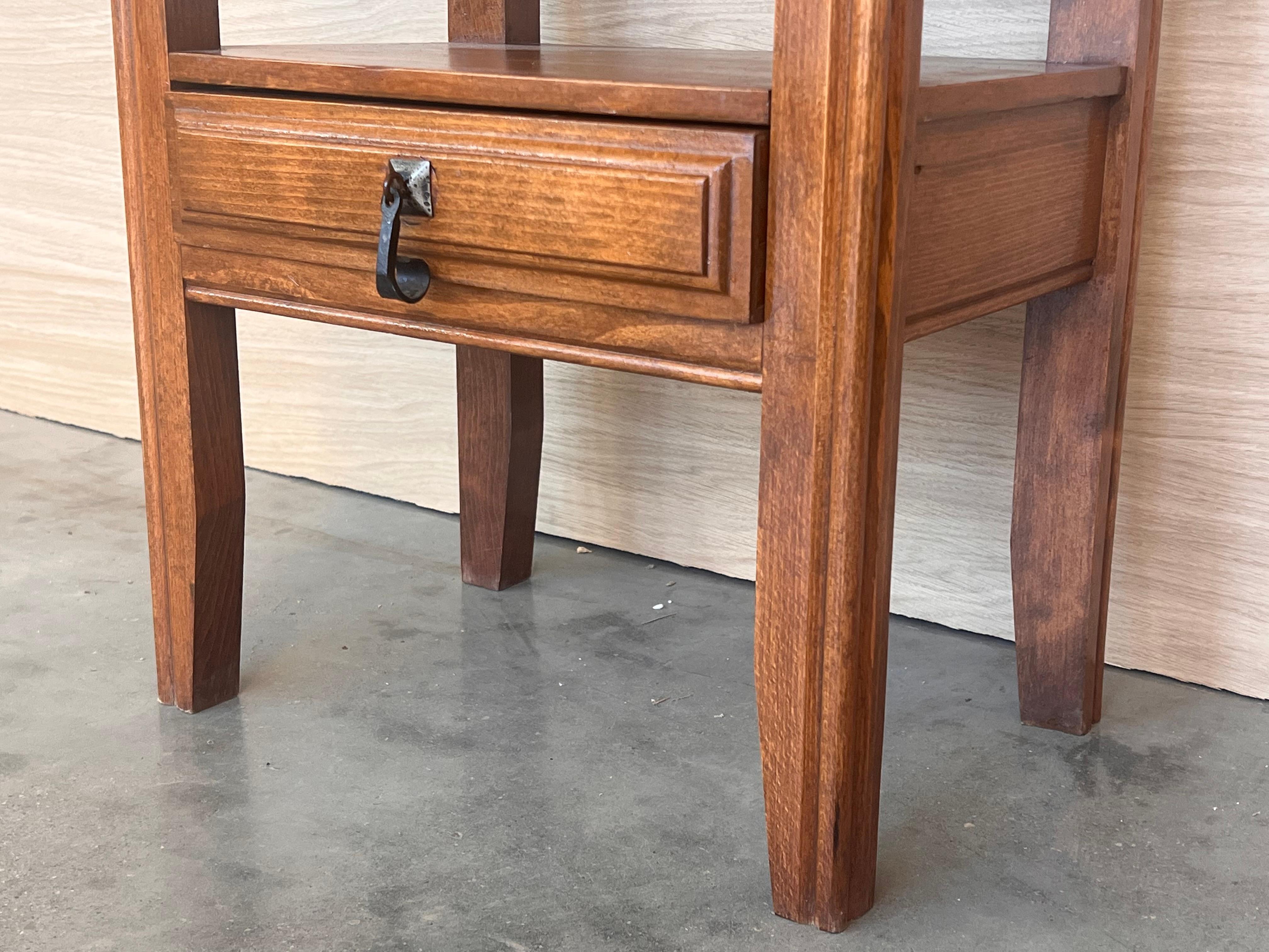 20th Century Pair of Solid Carved French Nightstands with Low Shelve For Sale 3