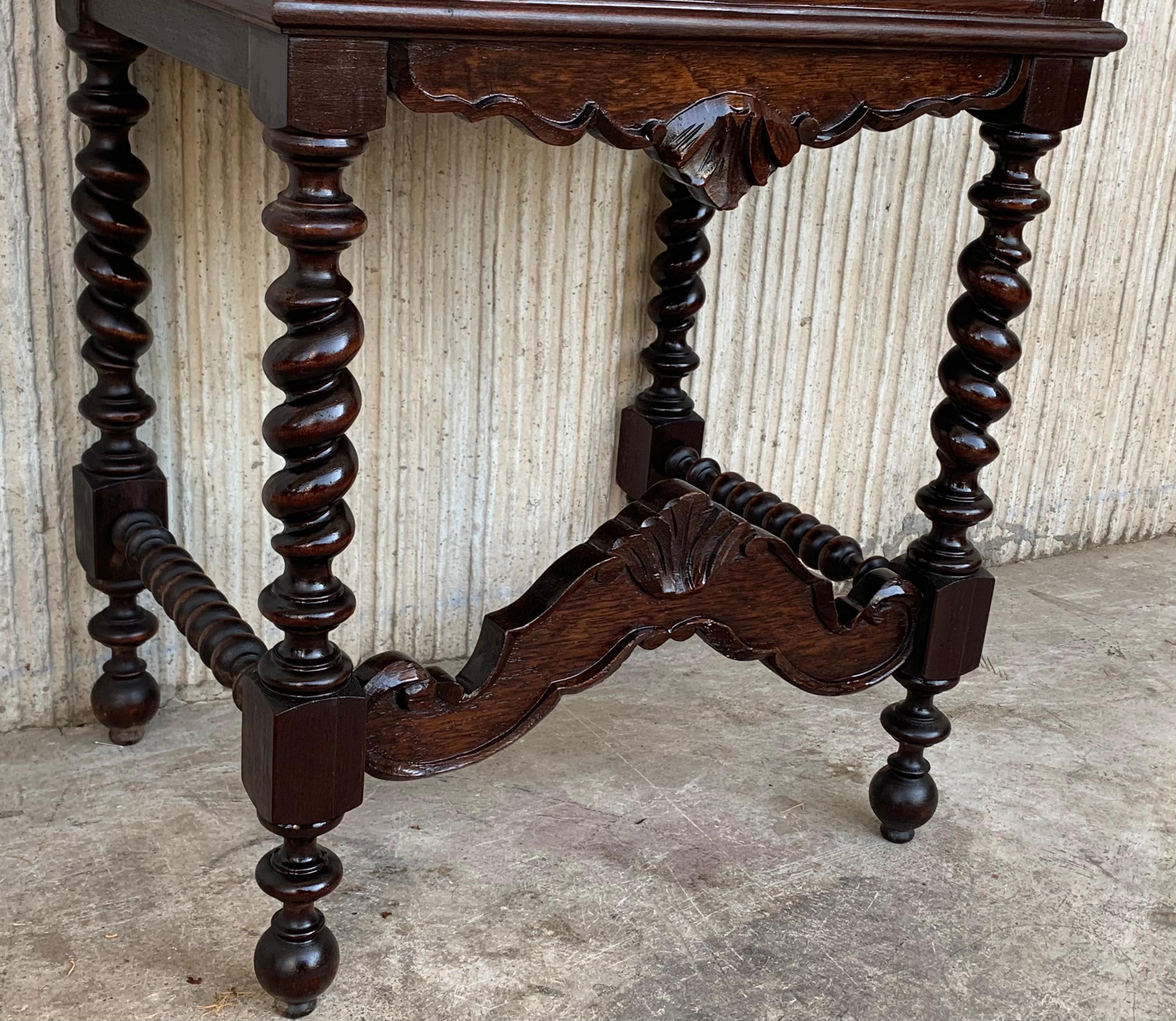 20th Century Pair of Solid Carved French Nightstands with Turned Columns For Sale 7