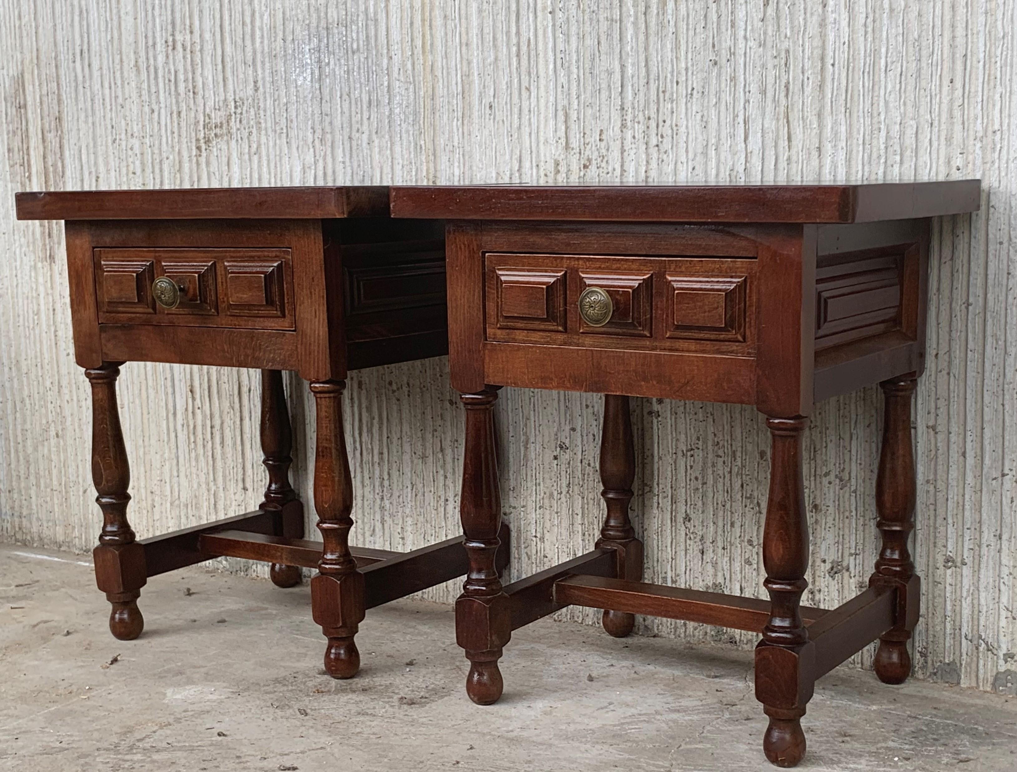 Spanish Colonial 20th Century Pair of Spanish Country, Rustic Nightstands with Drawer