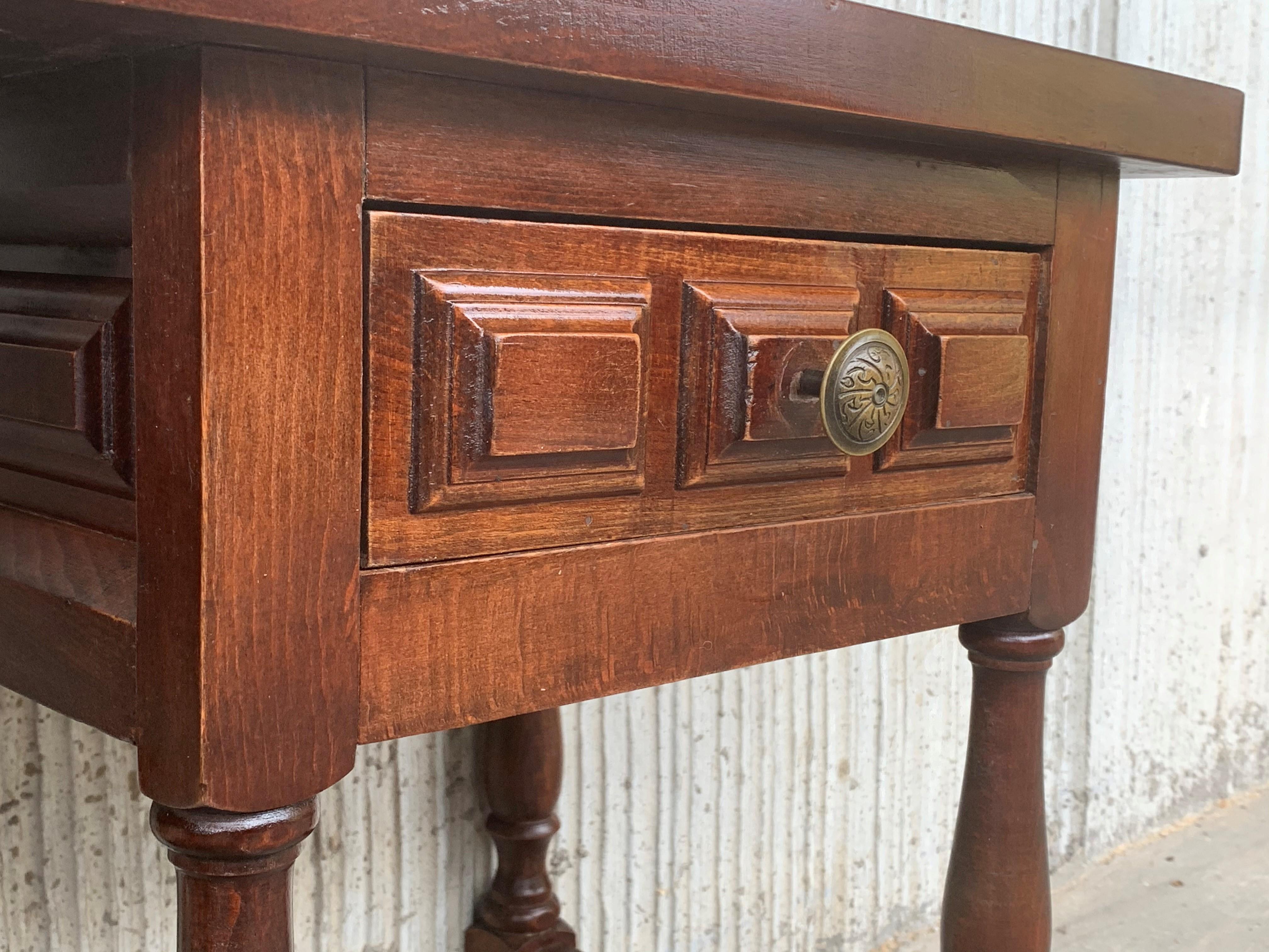 20th Century Pair of Spanish Country, Rustic Nightstands with Drawer 1