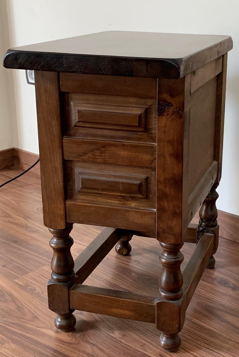 20th Century Pair of Spanish Nightstands with Two Drawers and Iron