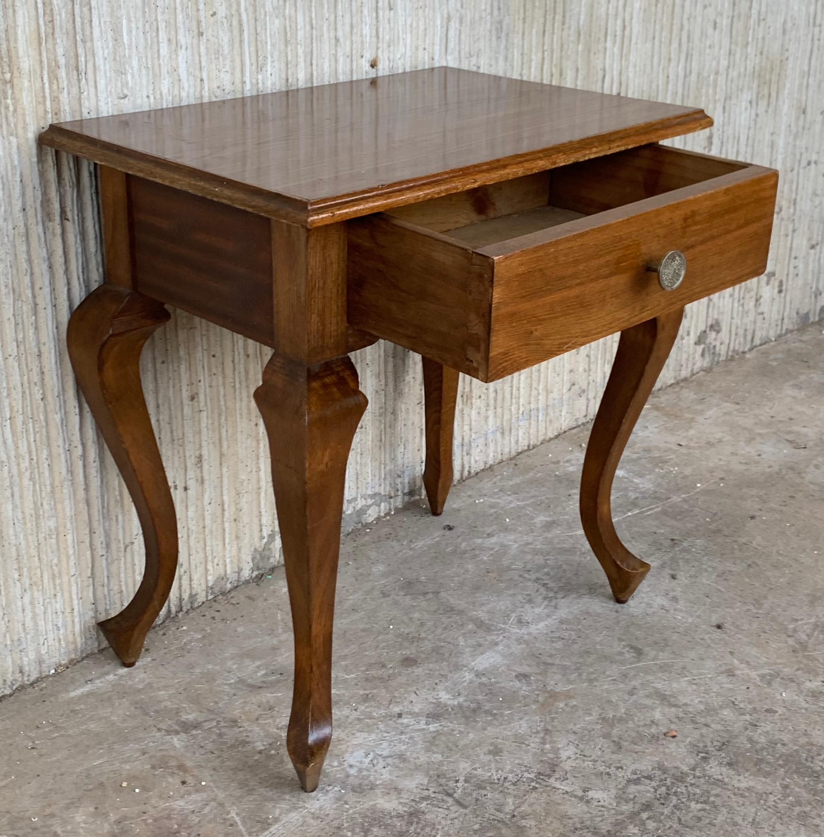20th Century Pair of Spanish Nightstands with Two Drawers and Iron Hardware 2