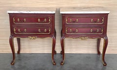 20th Century Pair of Spanish Raspberry Red  Wooden Two drawers Nightstands