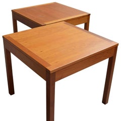 Scandinavian Pair Of Square Side Tables By Børge Mogensen, Fredericia Furniture