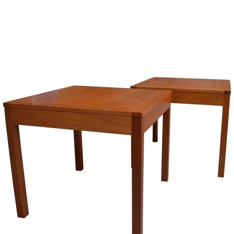Danish Scandinavian Pair Of Square Side Tables By Børge Mogensen, Fredericia Furniture For Sale