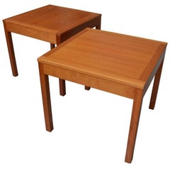 Scandinavian Pair Of Square Side Tables By Børge Mogensen, Fredericia Furniture