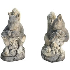 20th Century Pair of Squirrels in Limestone