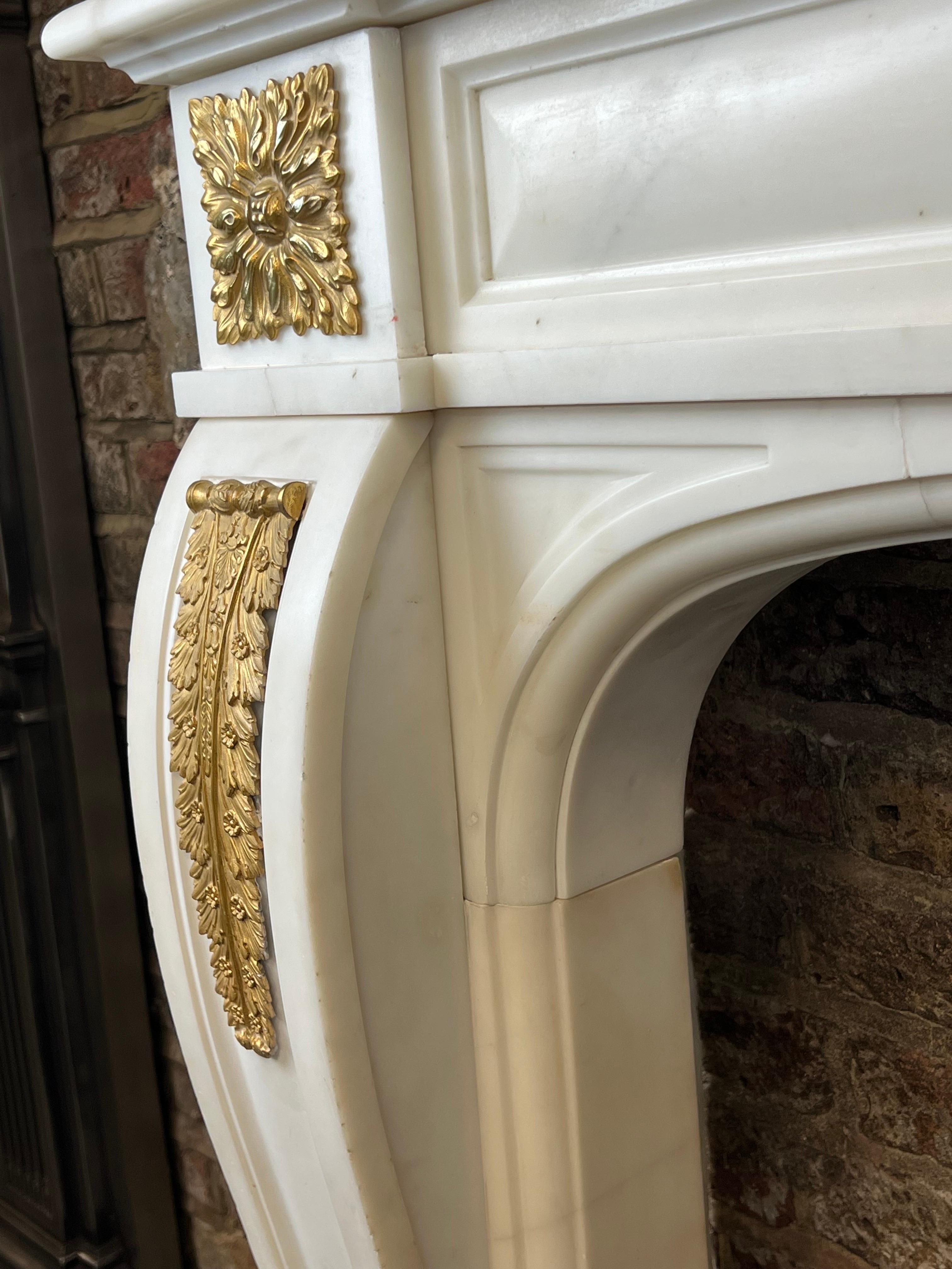 20th Century Pair of Statuary Marble & Ormolu Fireplaces For Sale 12