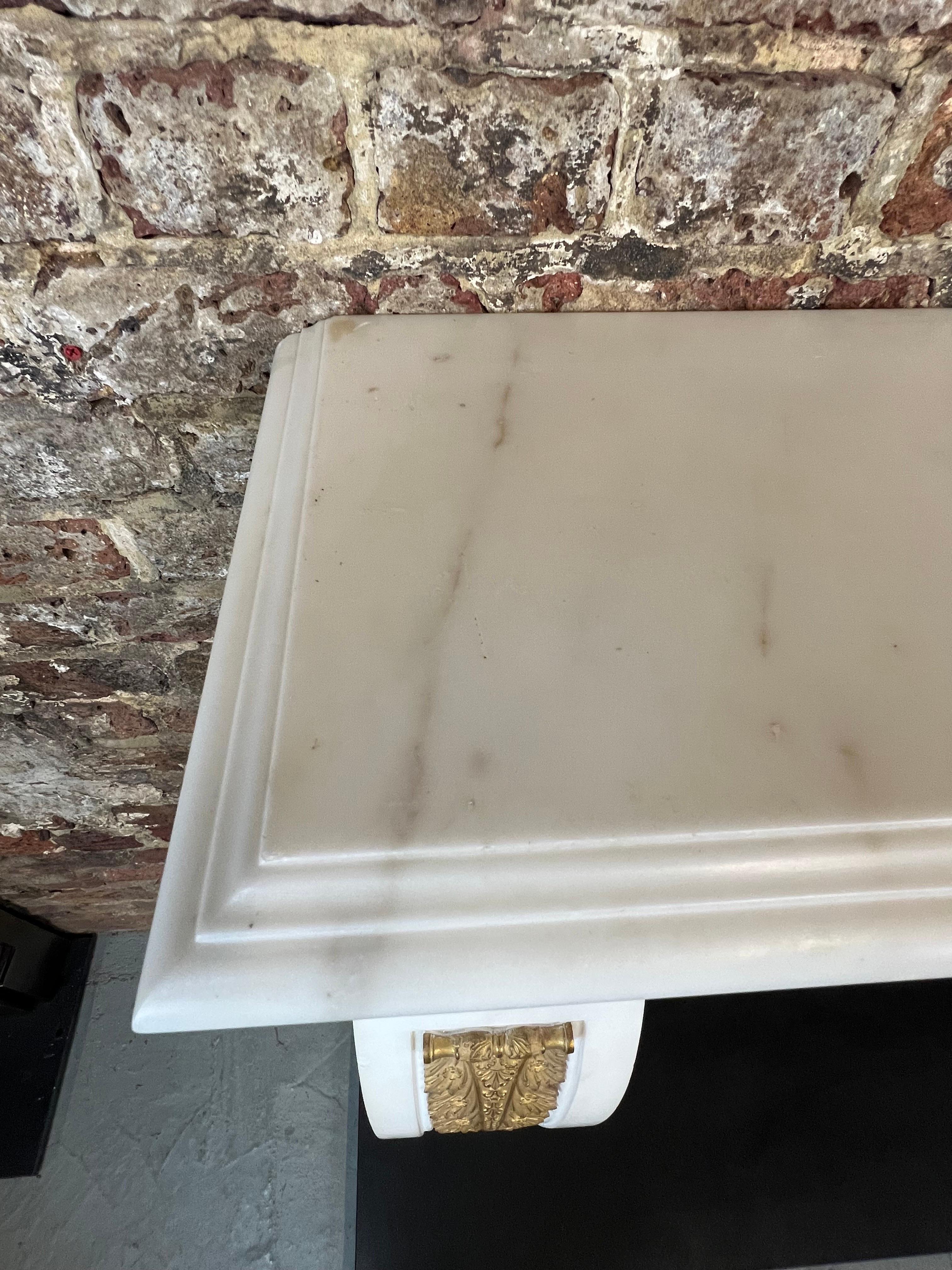 20th Century Pair of Statuary Marble & Ormolu Fireplaces For Sale 13