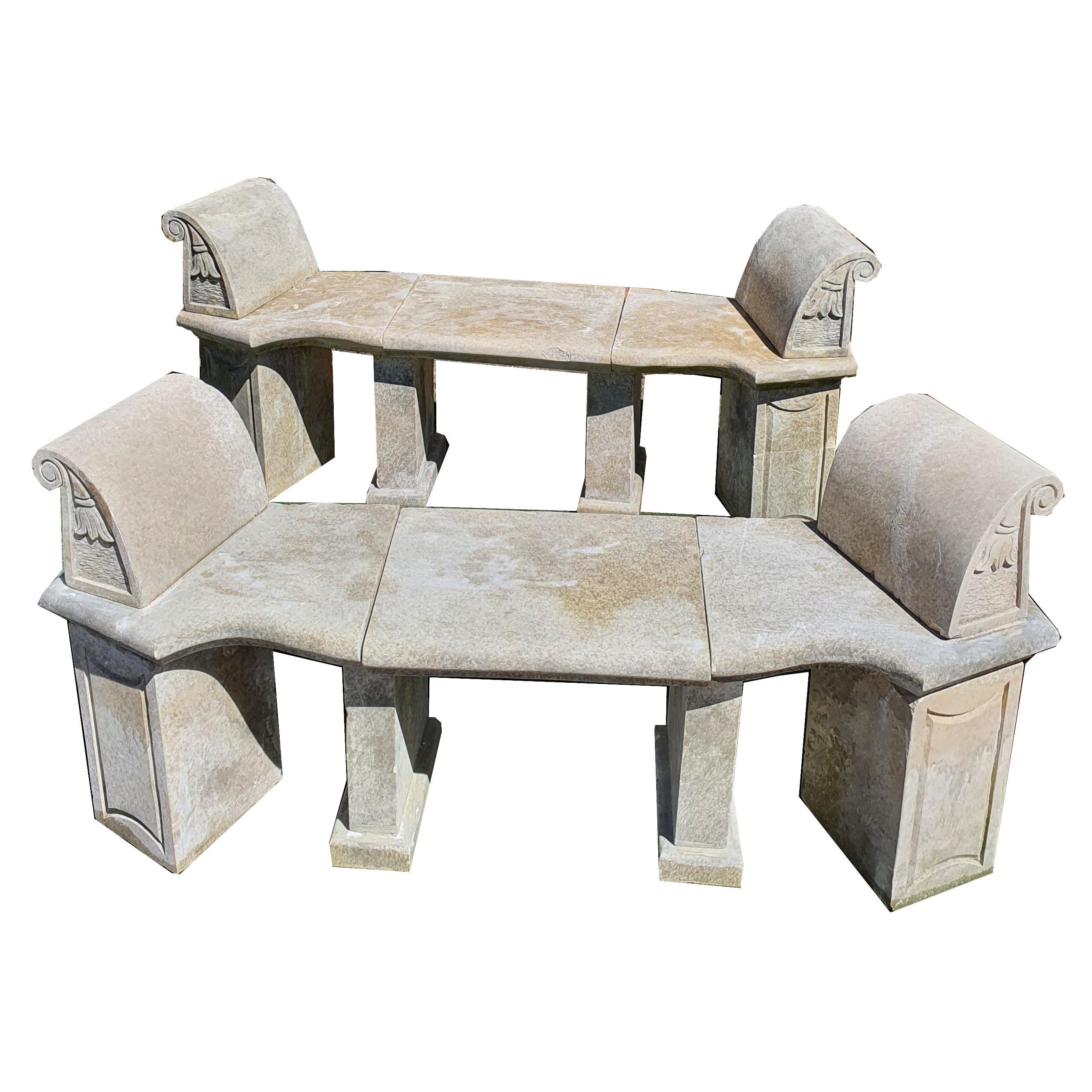 20th Century Pair of Stone Benches