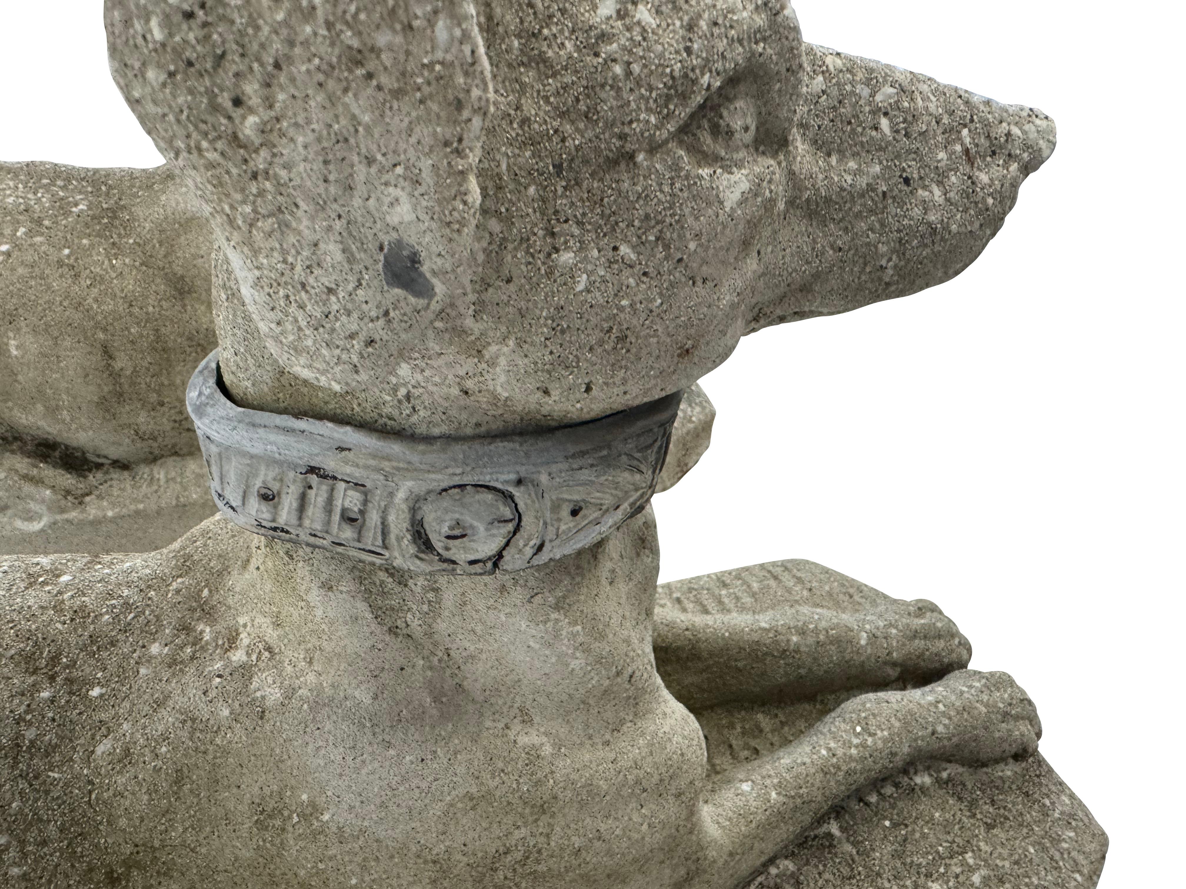 20th Century Pair of Stone Greyhounds 5