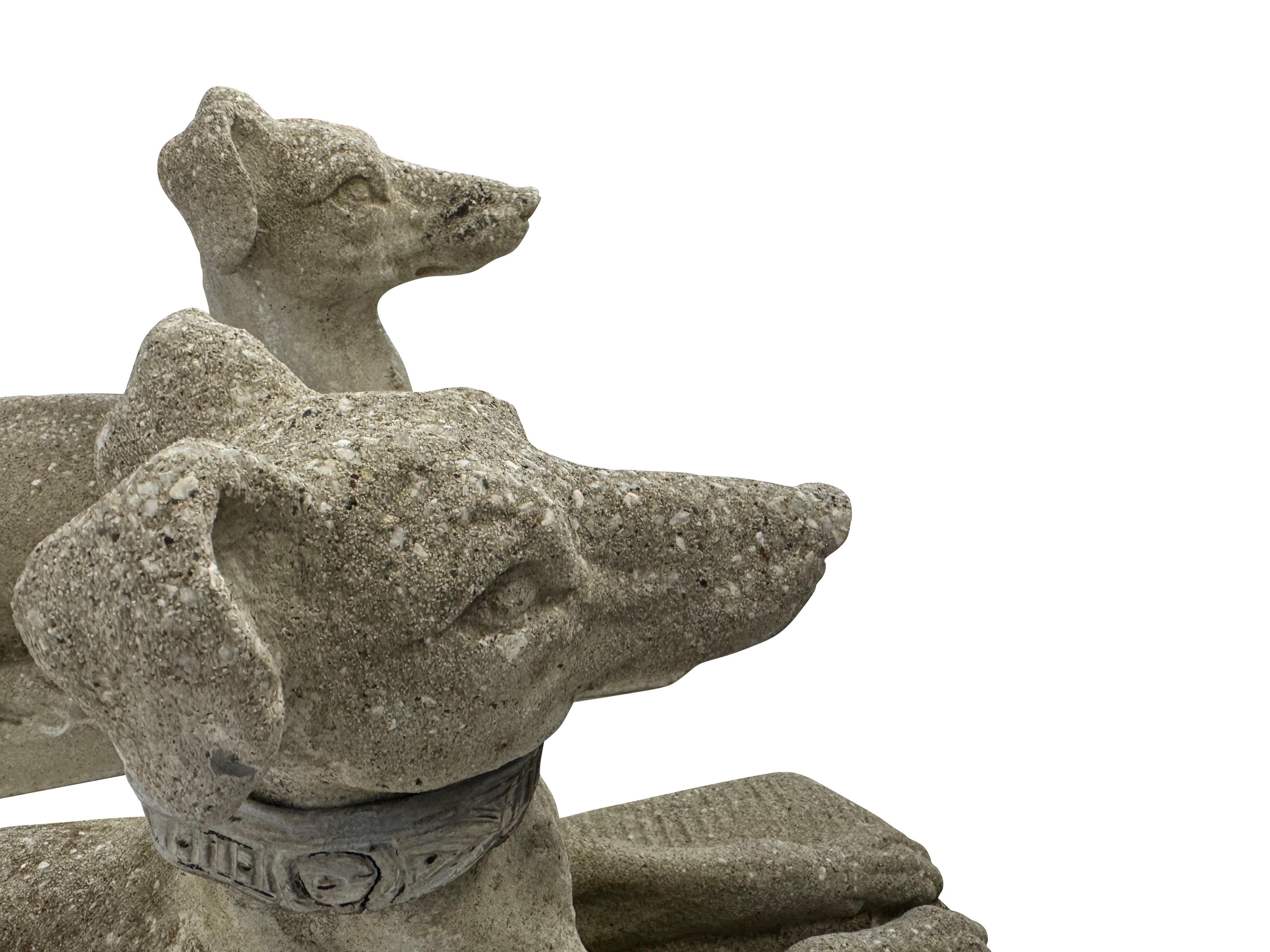 20th Century Pair of Stone Greyhounds 6