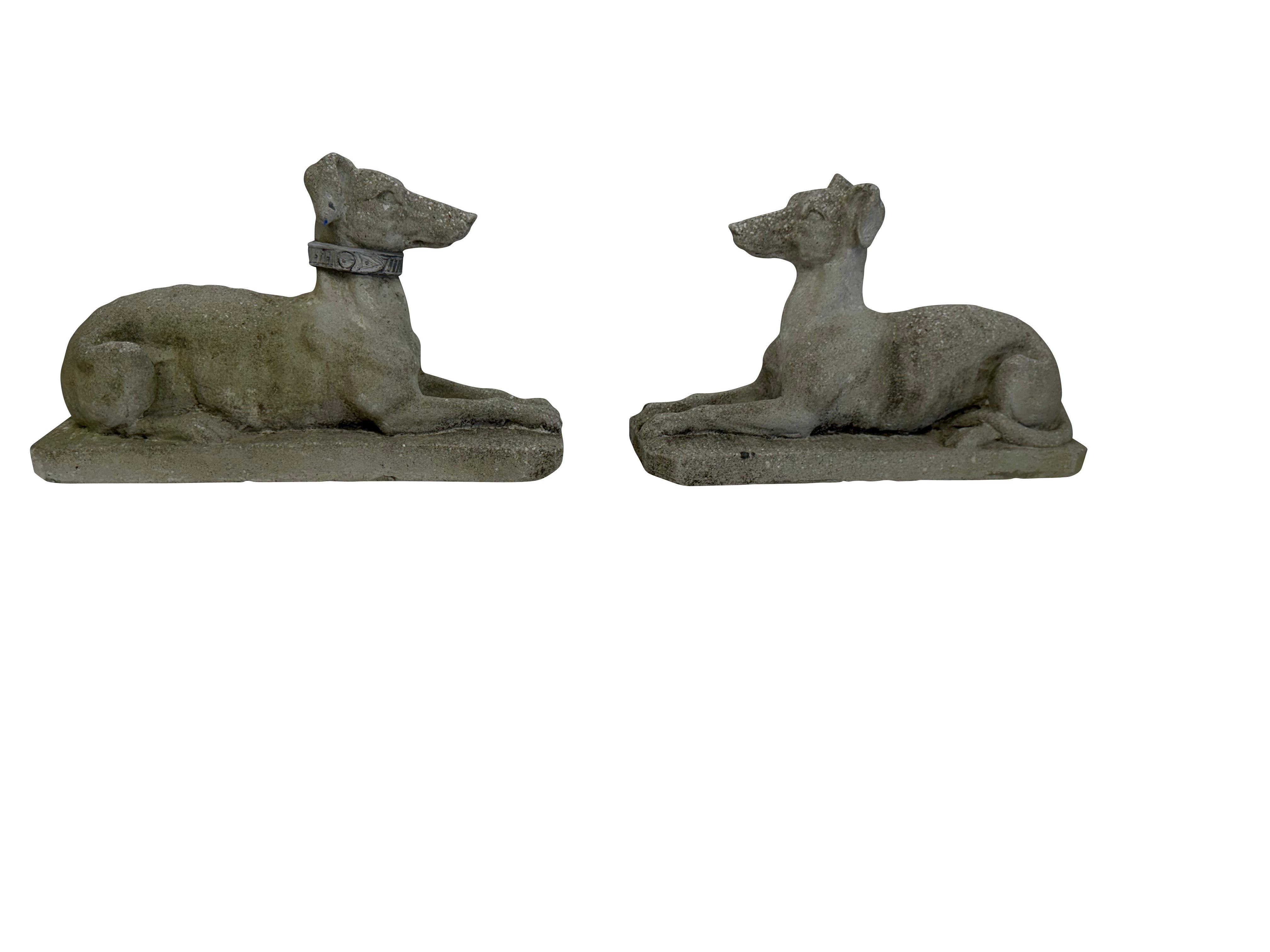 Unknown 20th Century Pair of Stone Greyhounds