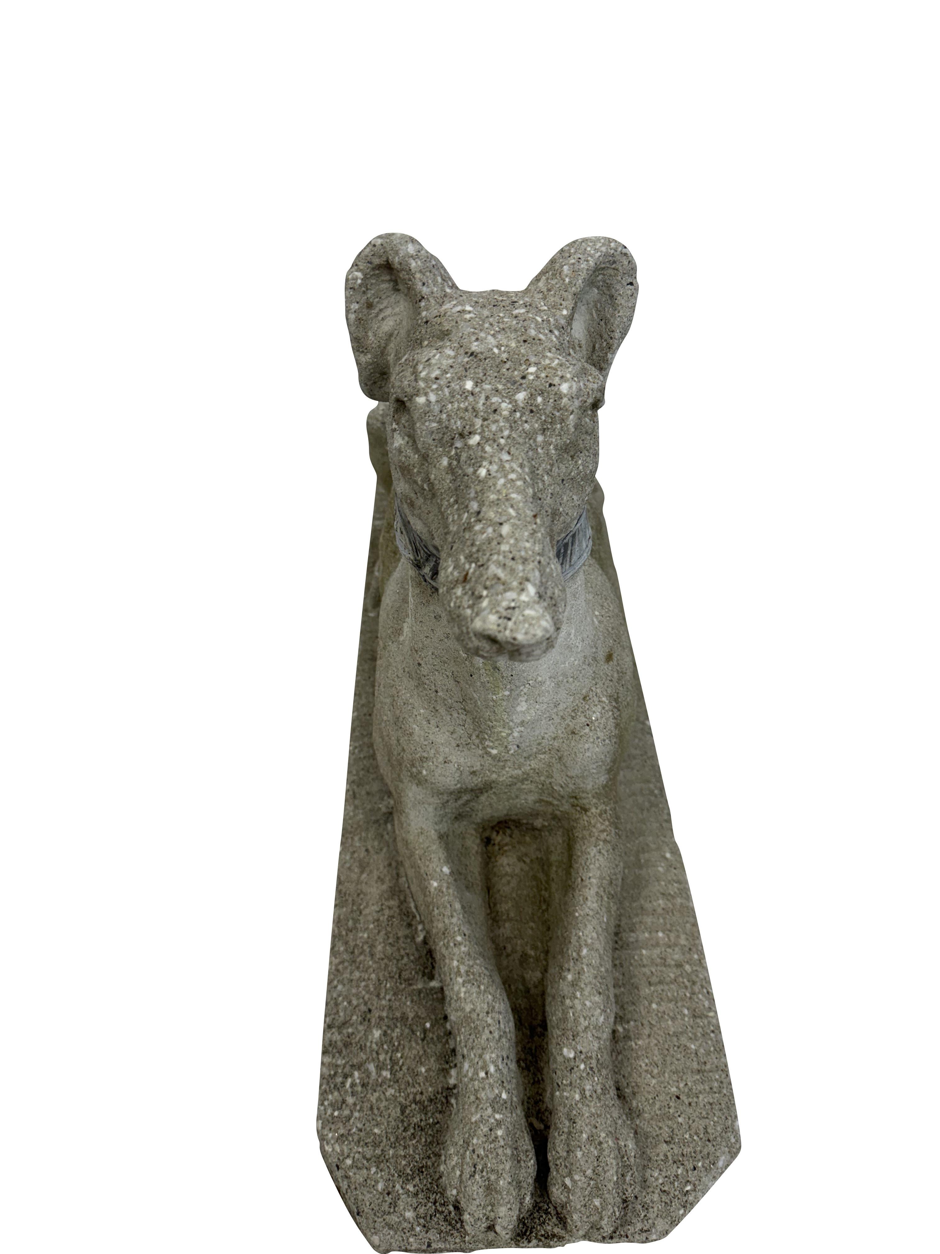 20th Century Pair of Stone Greyhounds In Good Condition In Essex, MA