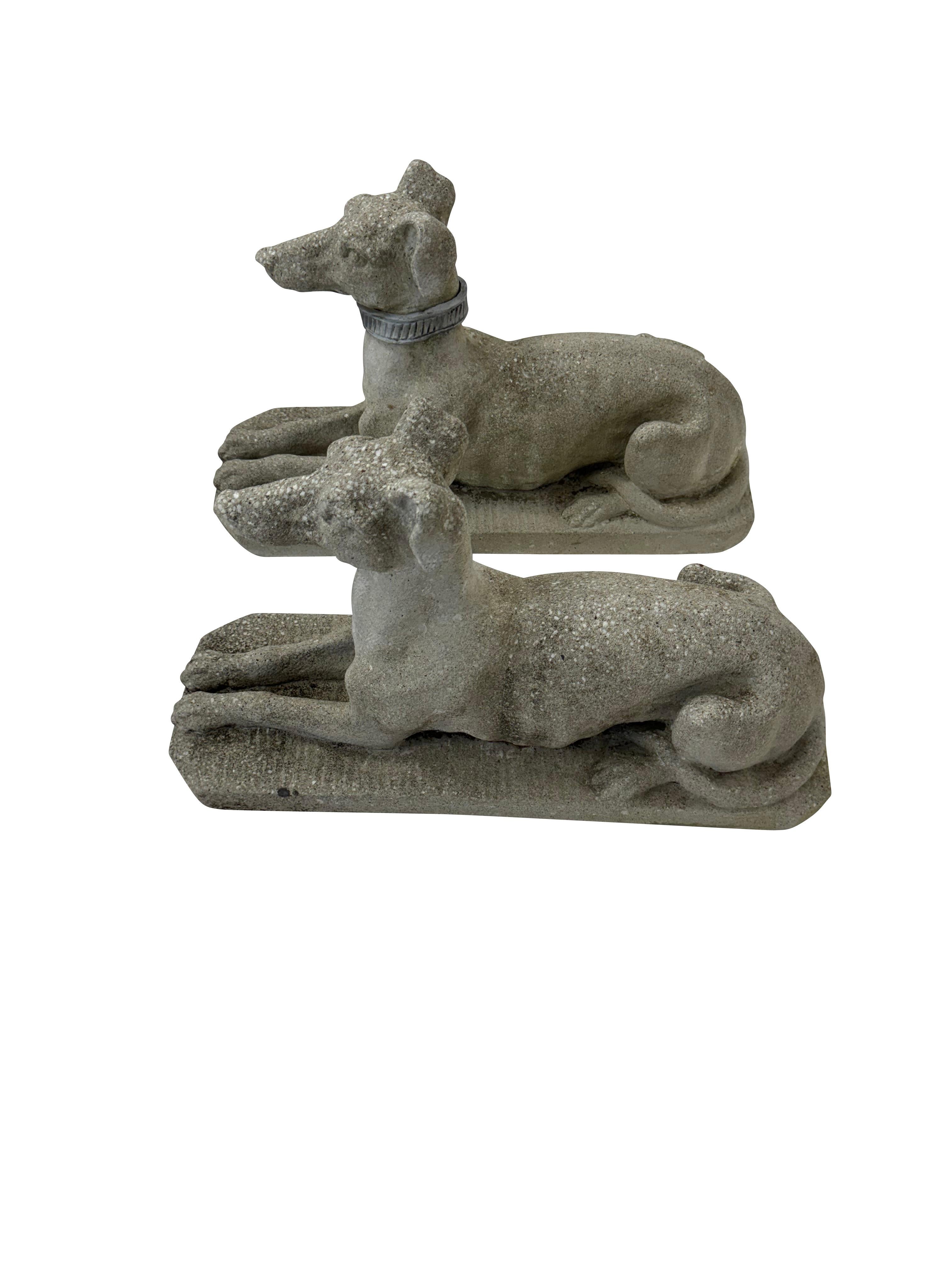 20th Century Pair of Stone Greyhounds 1