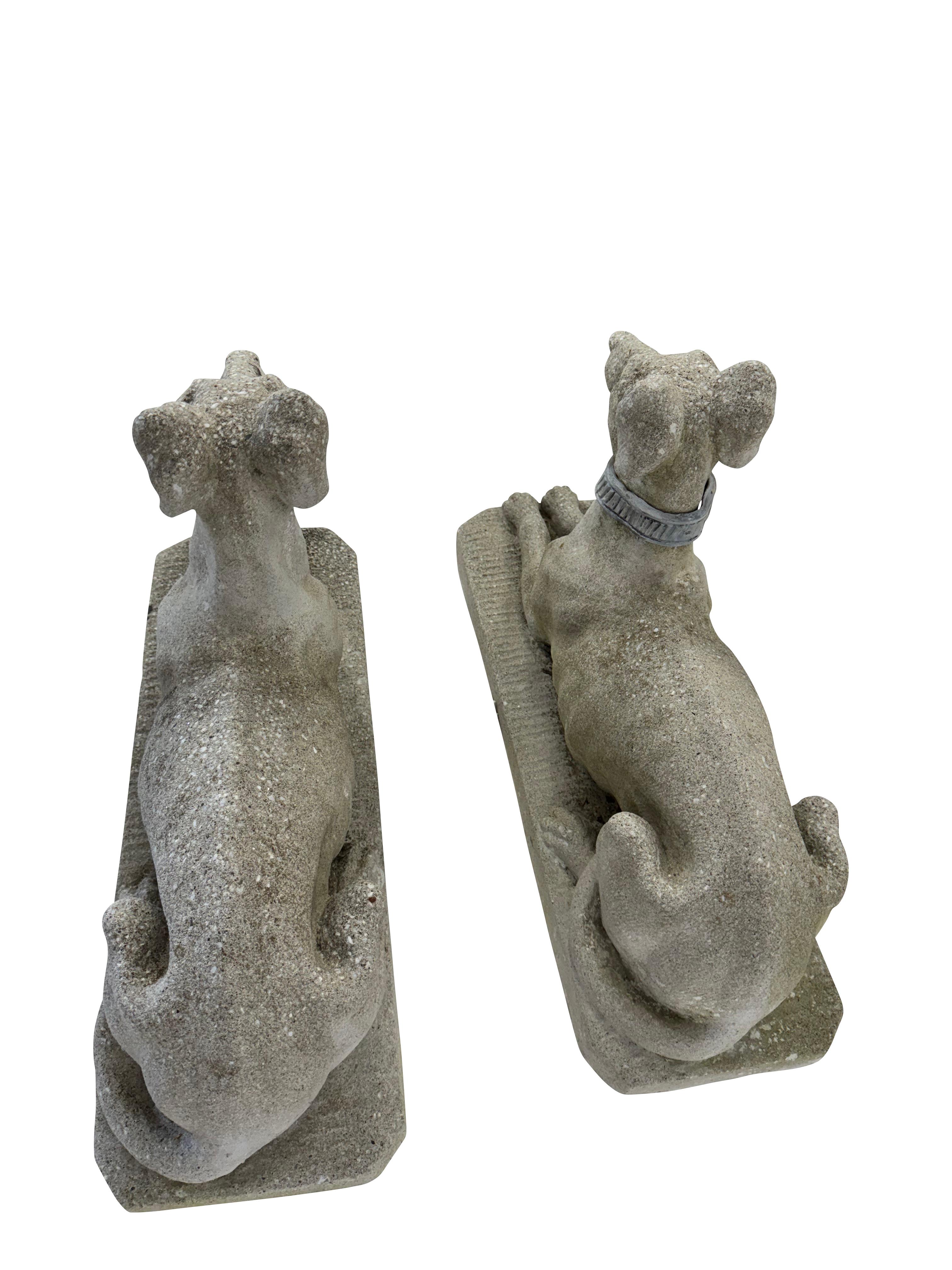 20th Century Pair of Stone Greyhounds 3