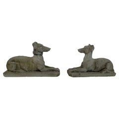 20th Century Pair of Stone Greyhounds