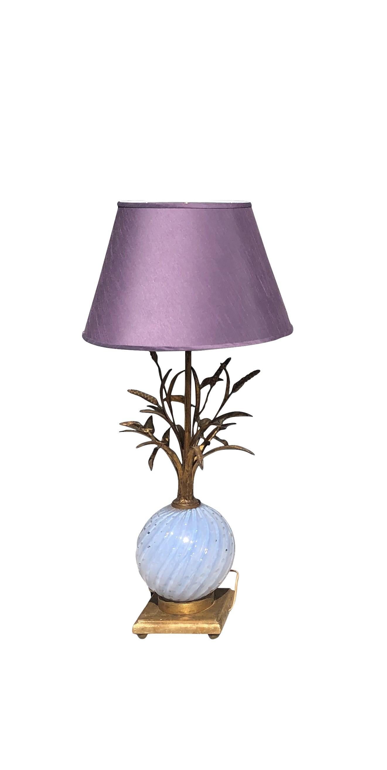 Mid-Century Modern 20th Century Lilac Italian Pair of Tall Murano Table Lamps by Barovier & Toso