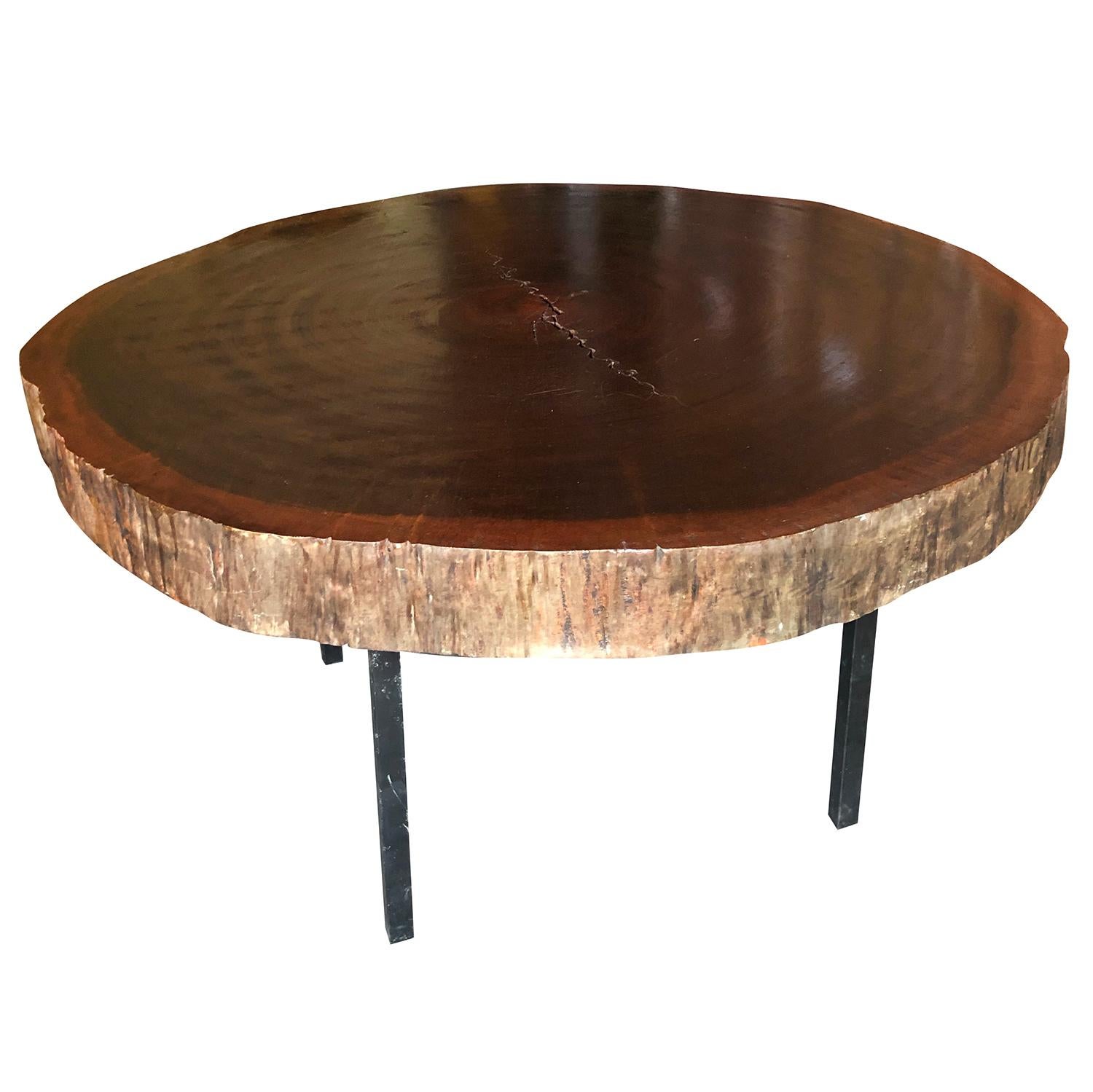 Hand-Crafted 20th Century French Pair of Tree Trunk Oak Tables in the Style of George Nelson For Sale