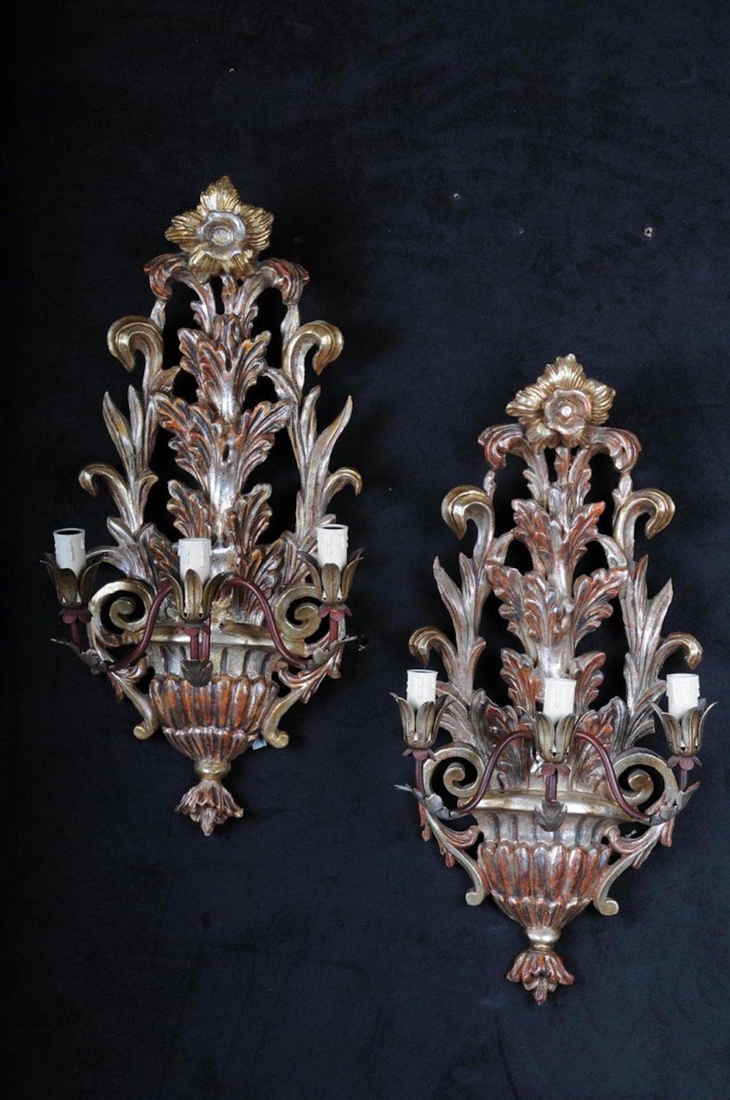 Legno Coppia di applique veneziane del XX secolo, Italia in vendita
