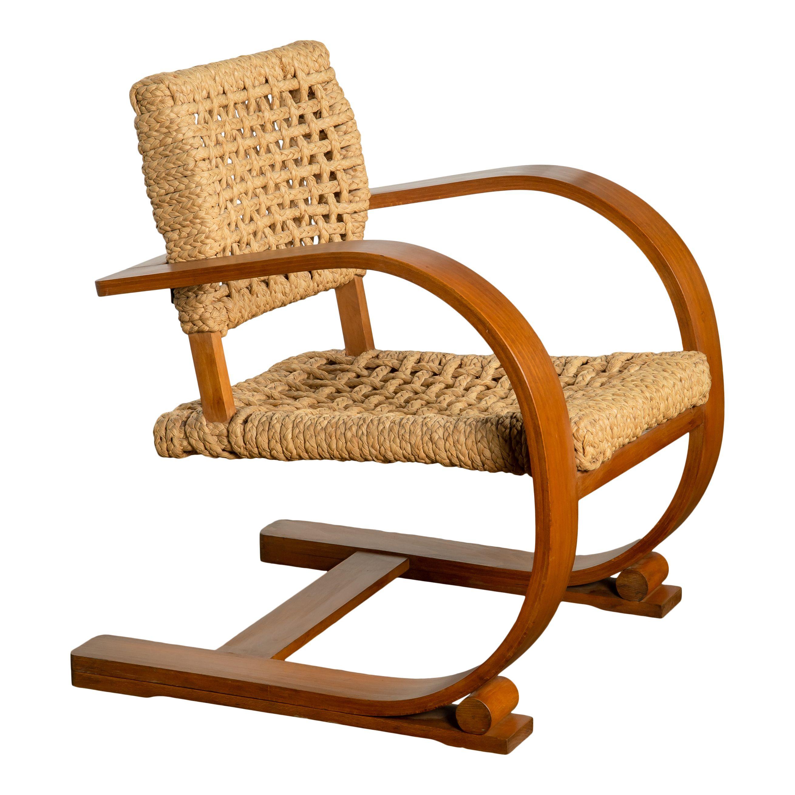 Paar französische Audoux Minet-Sessel aus der Mitte des 20. Jahrhunderts, Mid-Century (Moderne der Mitte des Jahrhunderts) im Angebot