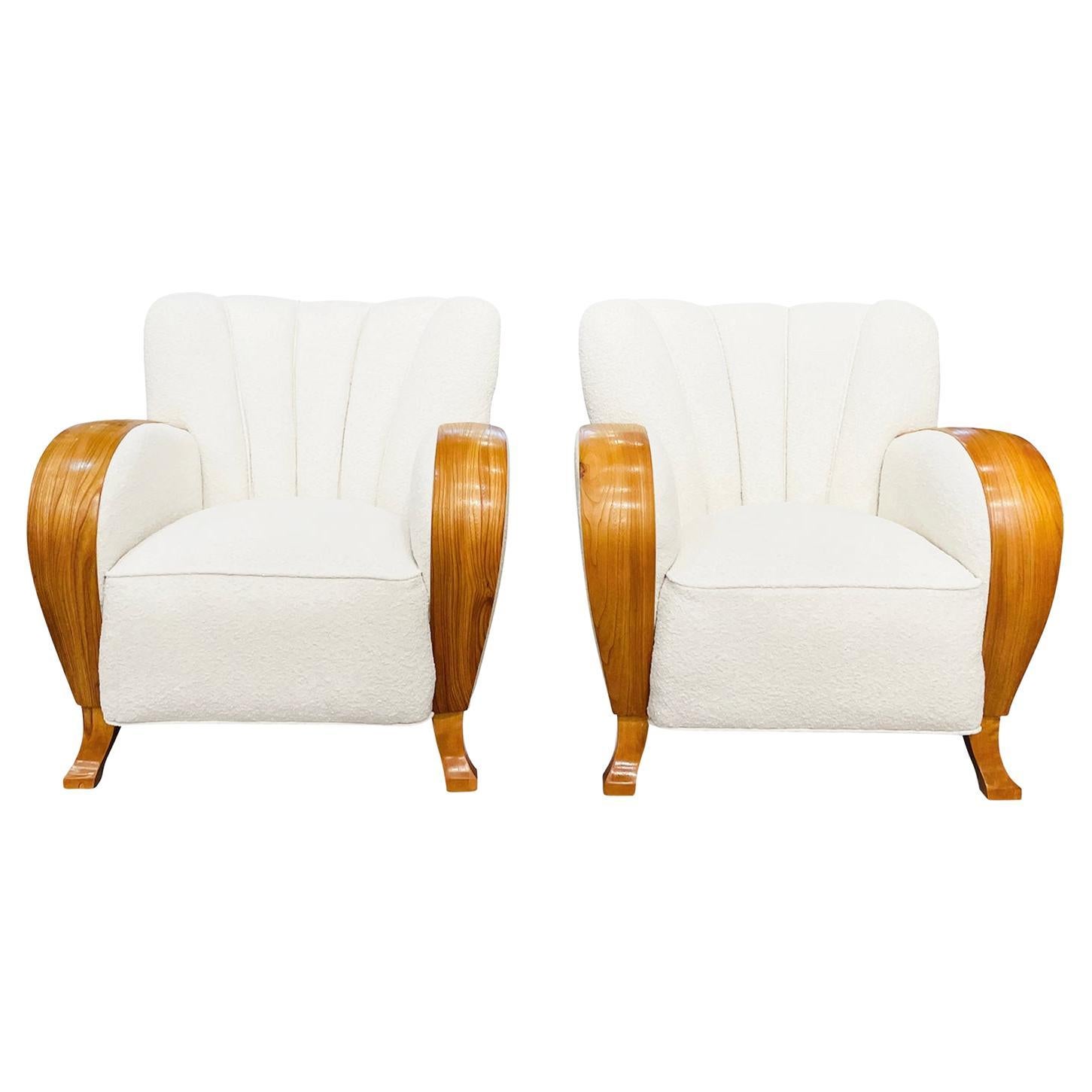 20th Century Pair of Vintage Large Danish Birch Scandinavian Lounge Chairs