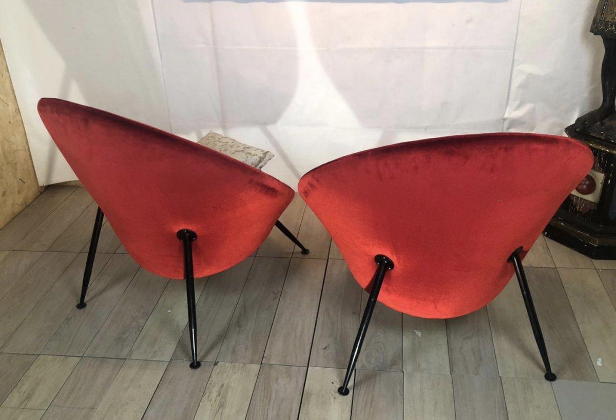20th Century Pair of Vintage Red Italian Armchairs Cassina'?' 2