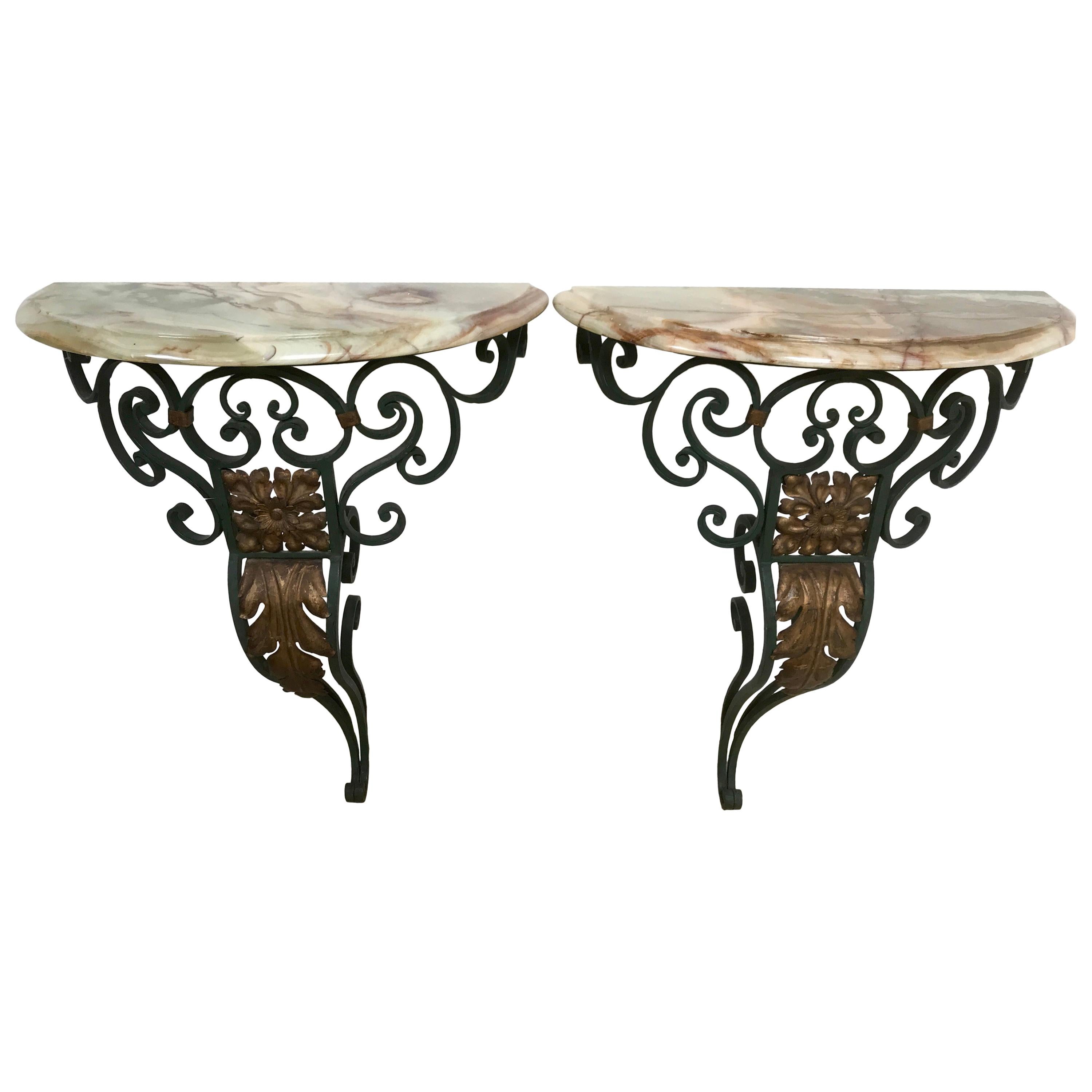 20th Century Pair of Wall Mounted Console Tables For Sale