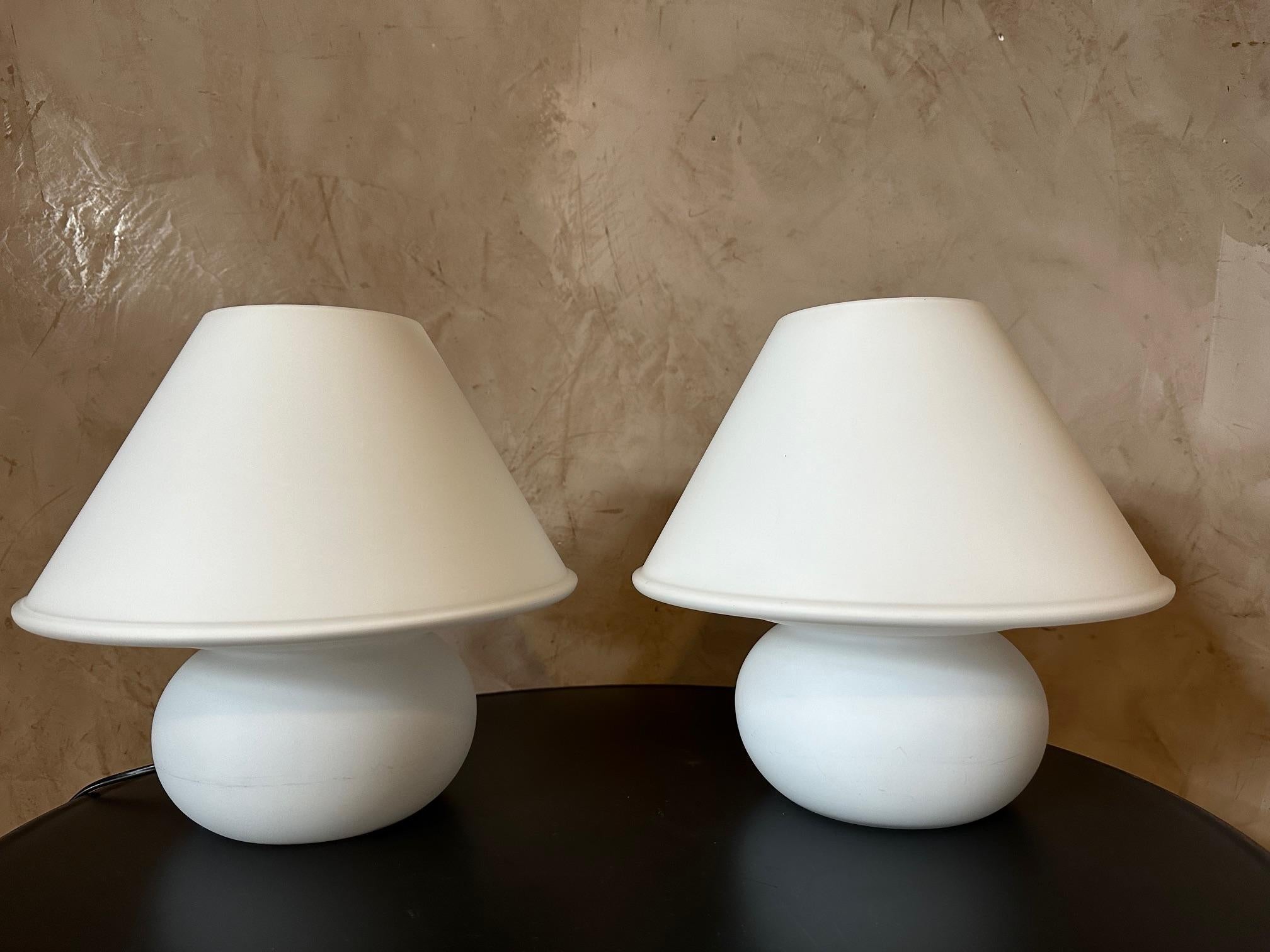 20th century Pair of White Glass German Limburg Design Lamp, 1970s In Good Condition For Sale In LEGNY, FR
