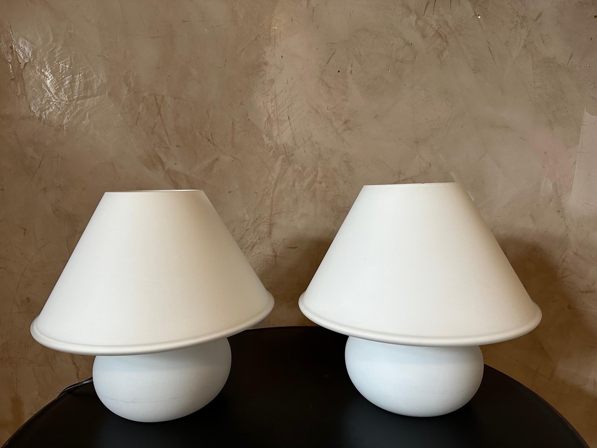 Late 20th Century 20th century Pair of White Glass German Limburg Design Lamp, 1970s For Sale