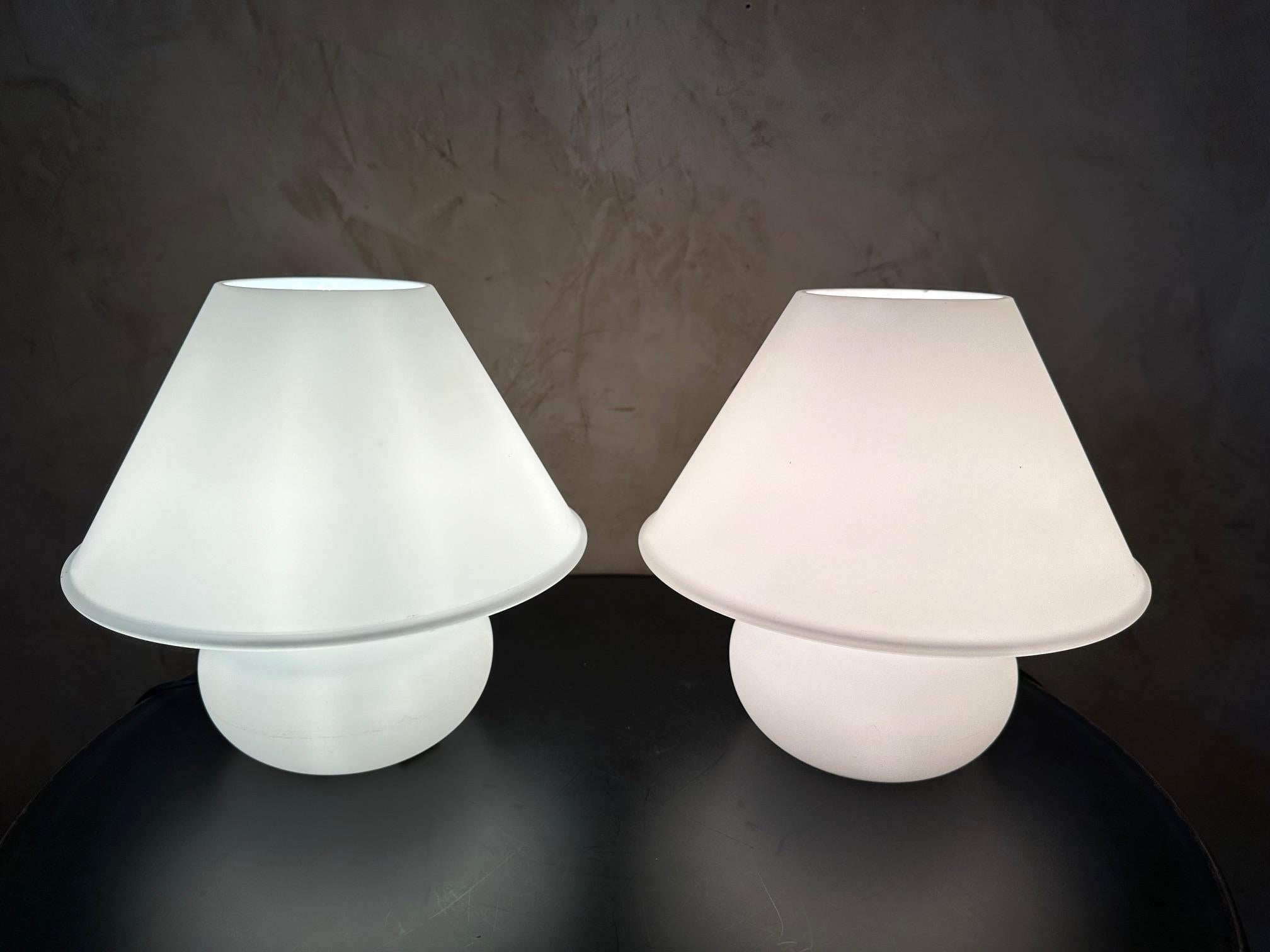 20th century Pair of White Glass German Limburg Design Lamp, 1970s For Sale 3