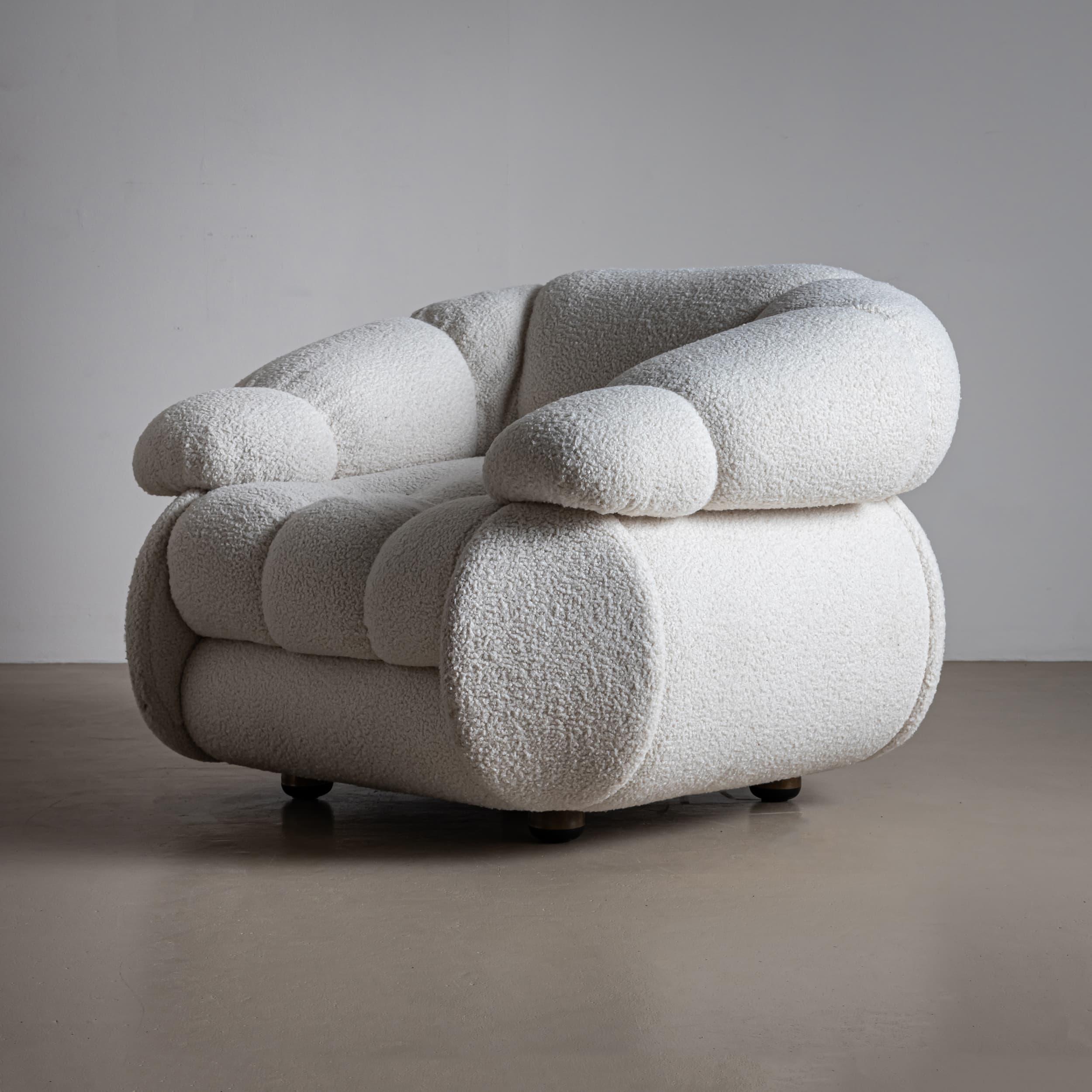 Tissu Paire de chaises longues blanches du 20e siècle par Adriano Piazzesi, Italie en vente