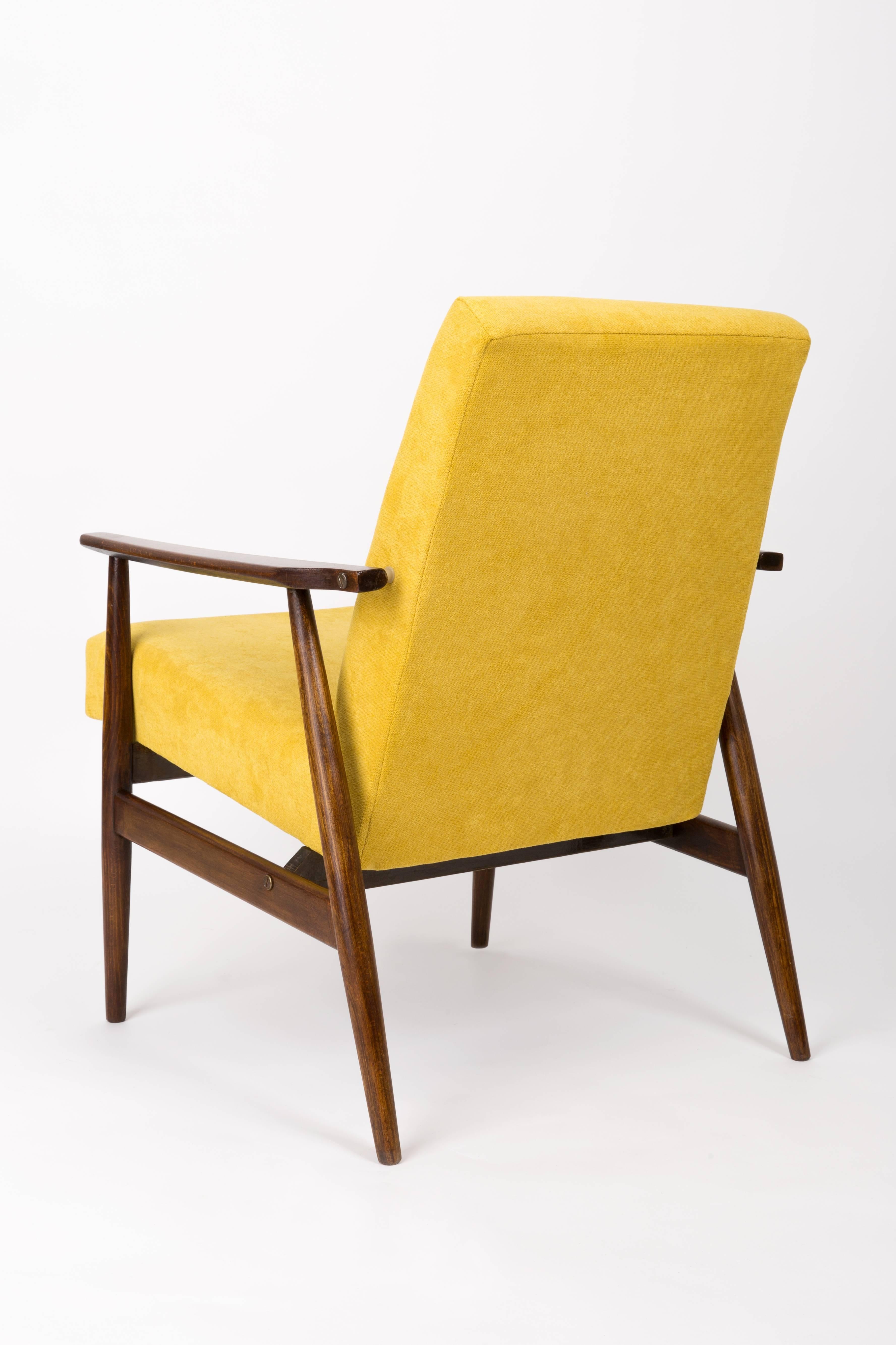 Textile Pair of Mid Century Yellow Dante Armchairs, H. Lis, Europe, 1960s. For Sale