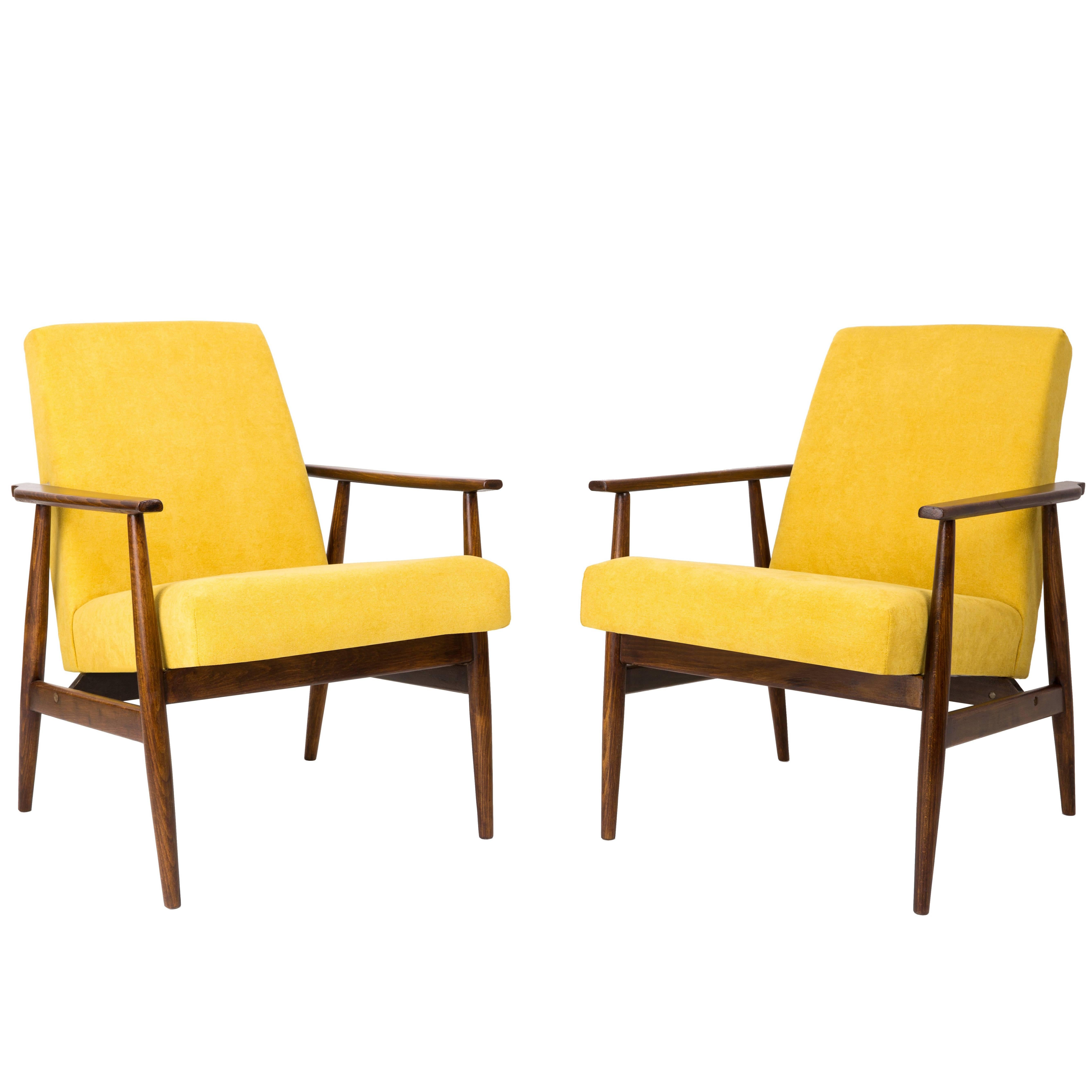 Pair of Mid Century Yellow Dante Armchairs, H. Lis, Europe, 1960s. For Sale