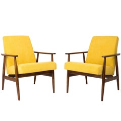 Vintage Pair of Mid Century Yellow Dante Armchairs, H. Lis, Europe, 1960s.