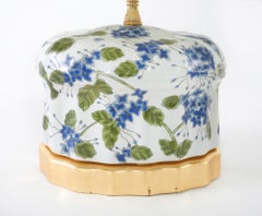 20th Century Pair Porcelain / Gilt Wood Base Lamp
