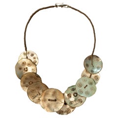 20th Century Pakistani Shell Button Necklace on Crown Knotting