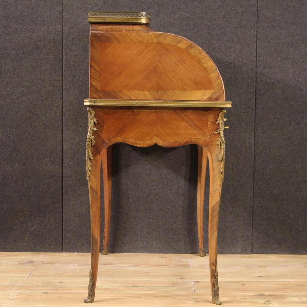Veneer 20th Century Palisander Mahogany Wood Marble French Napoleon III Bureau, 1870s For Sale