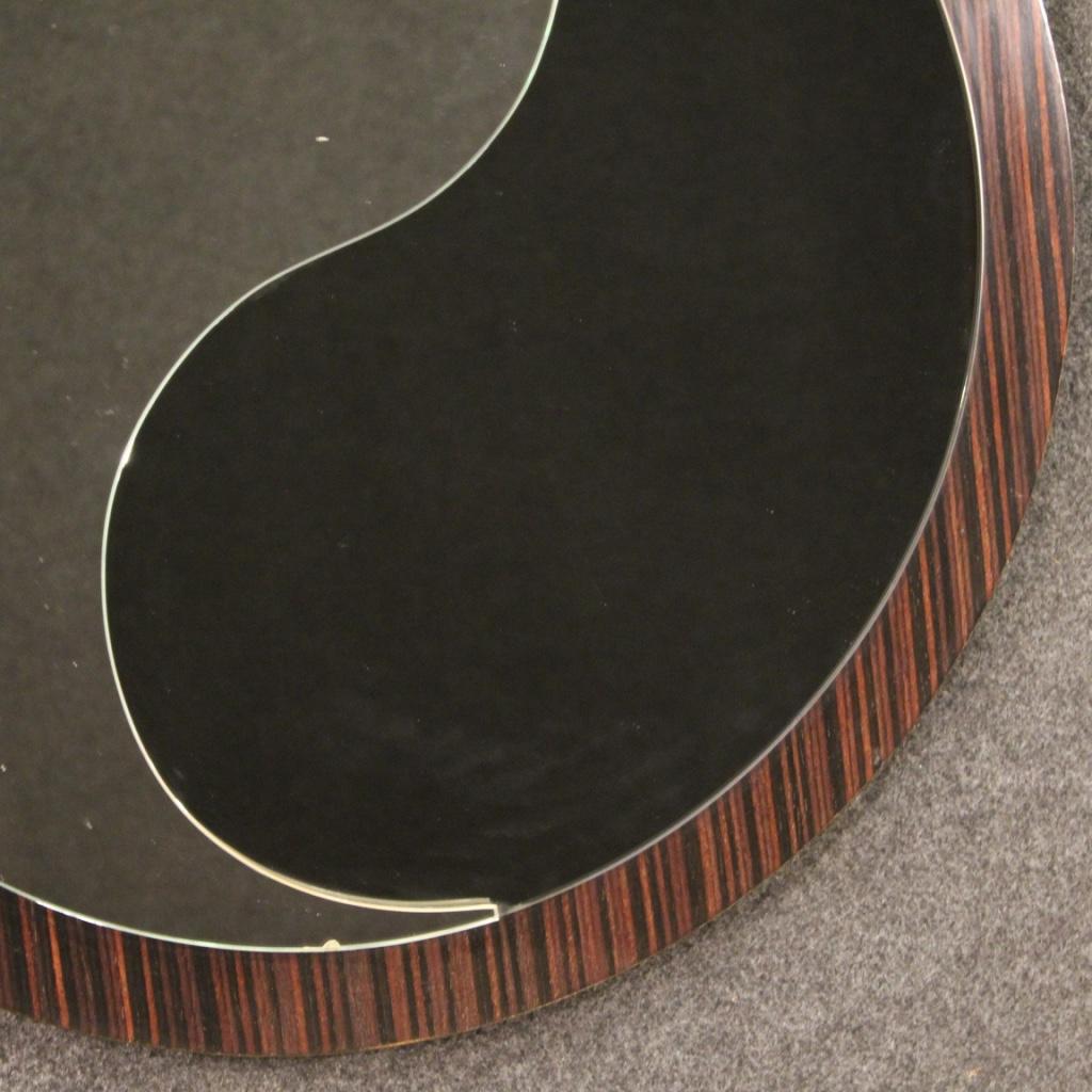 20th Century Palisander Wood Italian Design Round Mirror, 1970 In Good Condition For Sale In Vicoforte, Piedmont