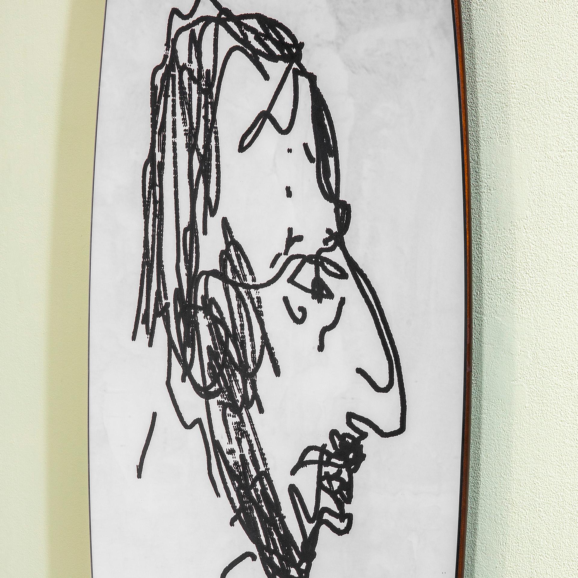 20th Century Panel Mirror with Autoportrait of Carlo Scarpa for Gavina In condizioni buone in vendita a Turin, Turin