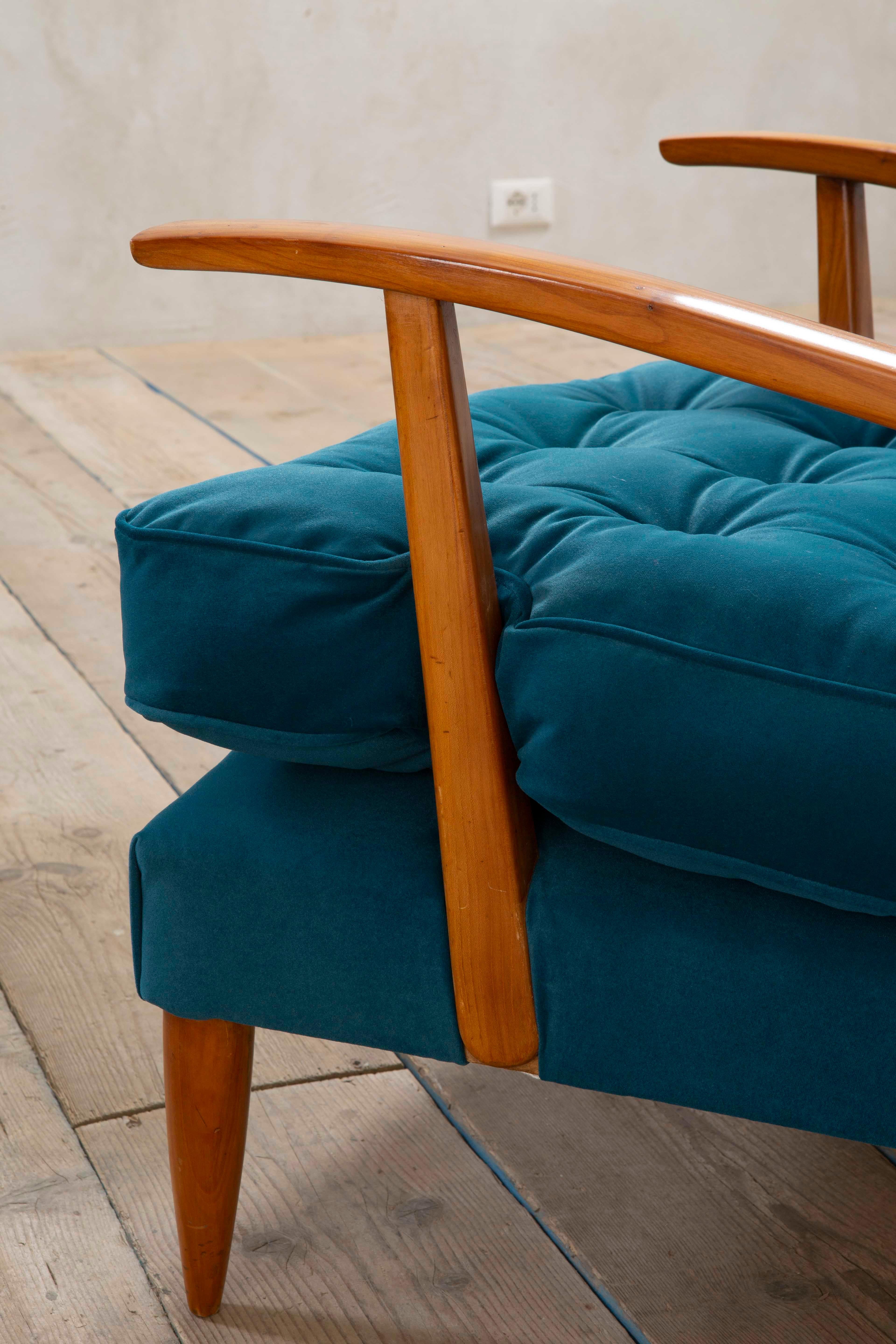 Poltrona e pouf in Wood e tappezzeria di Paolo Buffa del XX secolo per Marelli, anni '50 in vendita 3