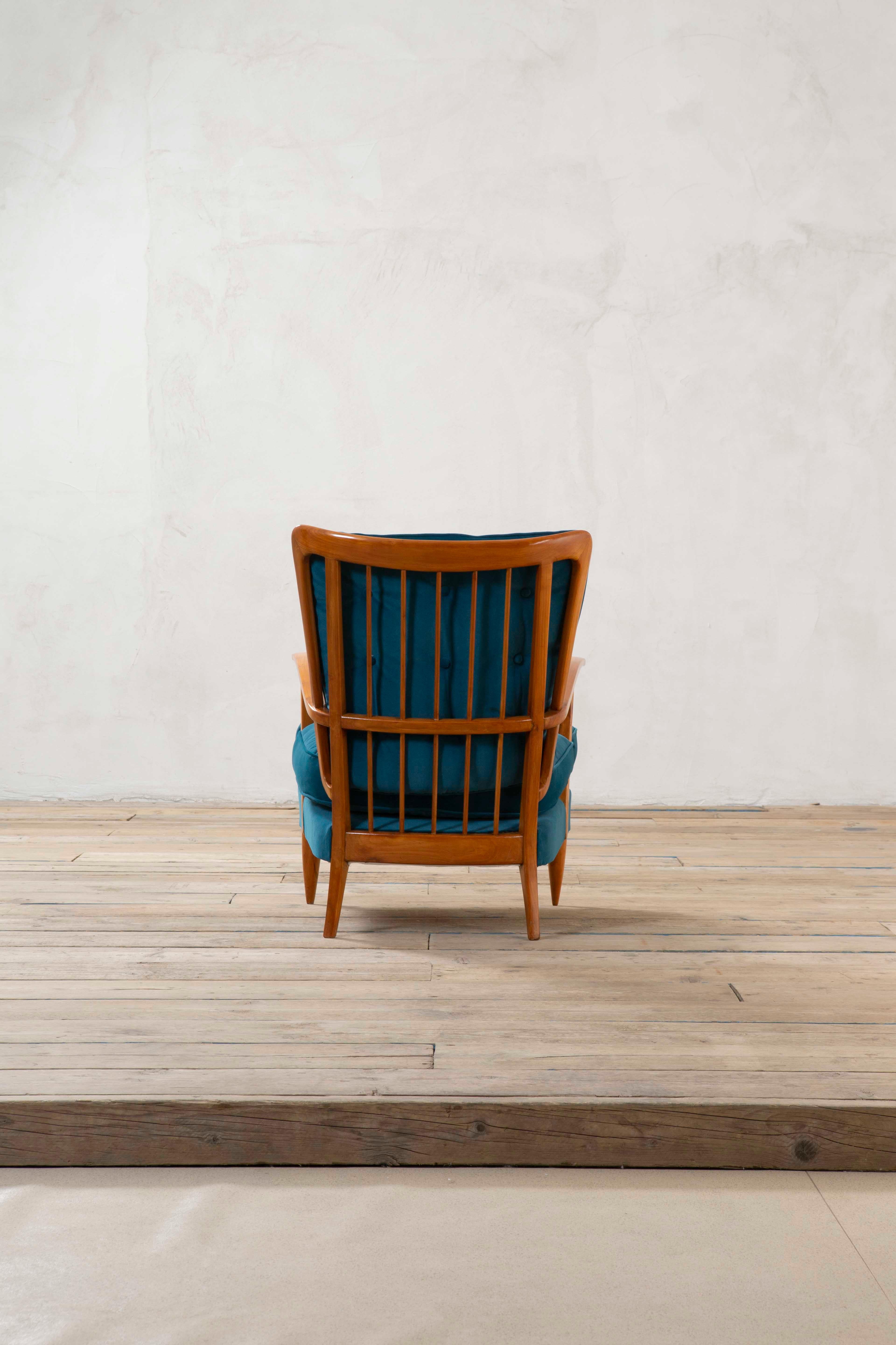 Poltrona e pouf in Wood e tappezzeria di Paolo Buffa del XX secolo per Marelli, anni '50 in vendita 9