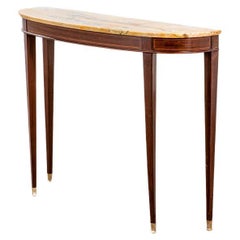20th Century Paolo Buffa (attr.) Console in Wood, Top in Marble and in Brass 50s