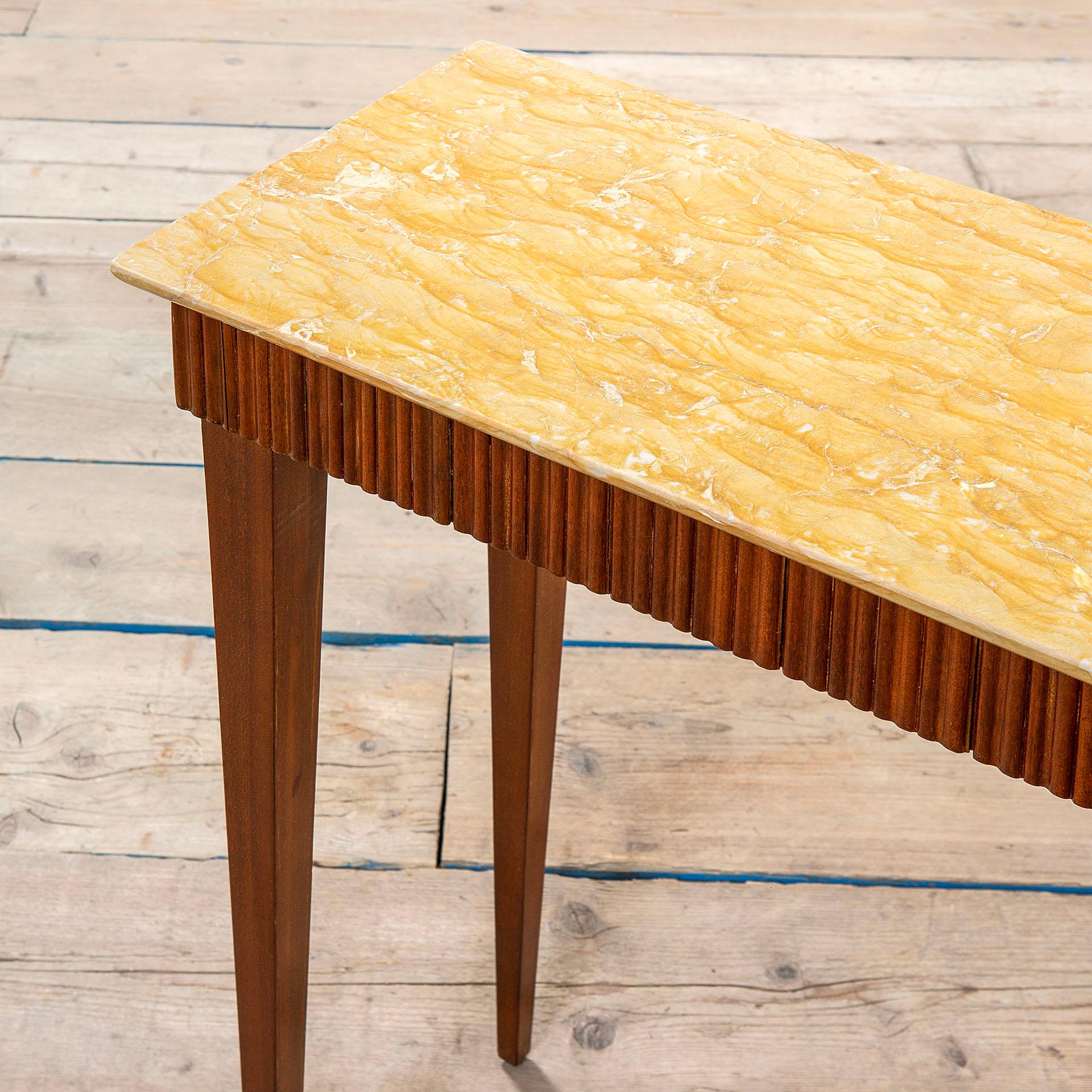 20th Century Paolo Buffa Console Yellow Marble Tabletop and Wooden Structure 50s In Good Condition For Sale In Turin, Turin
