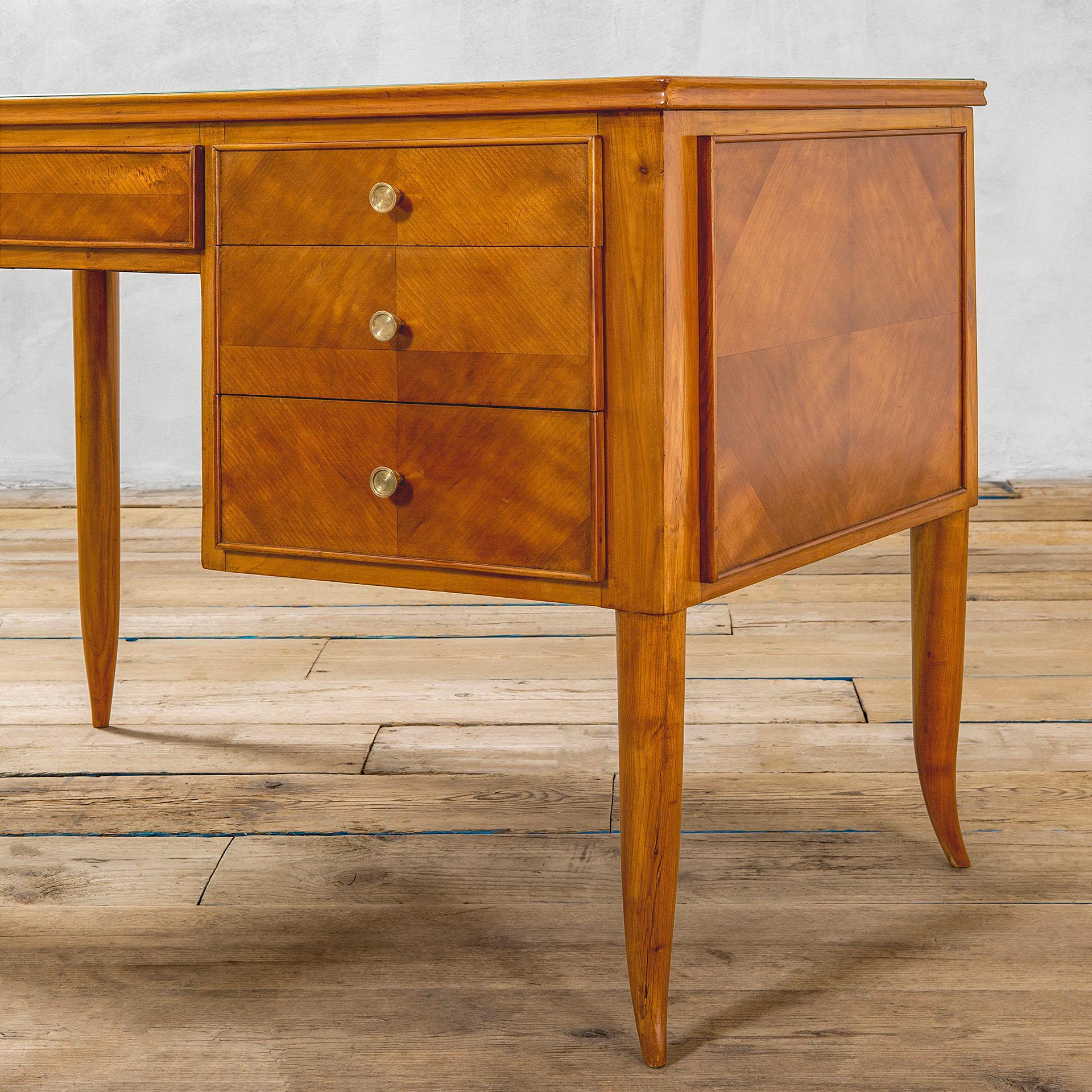 Italian 20th Century Paolo Buffa Desk and Chair in Wood for Lietti, 50s For Sale