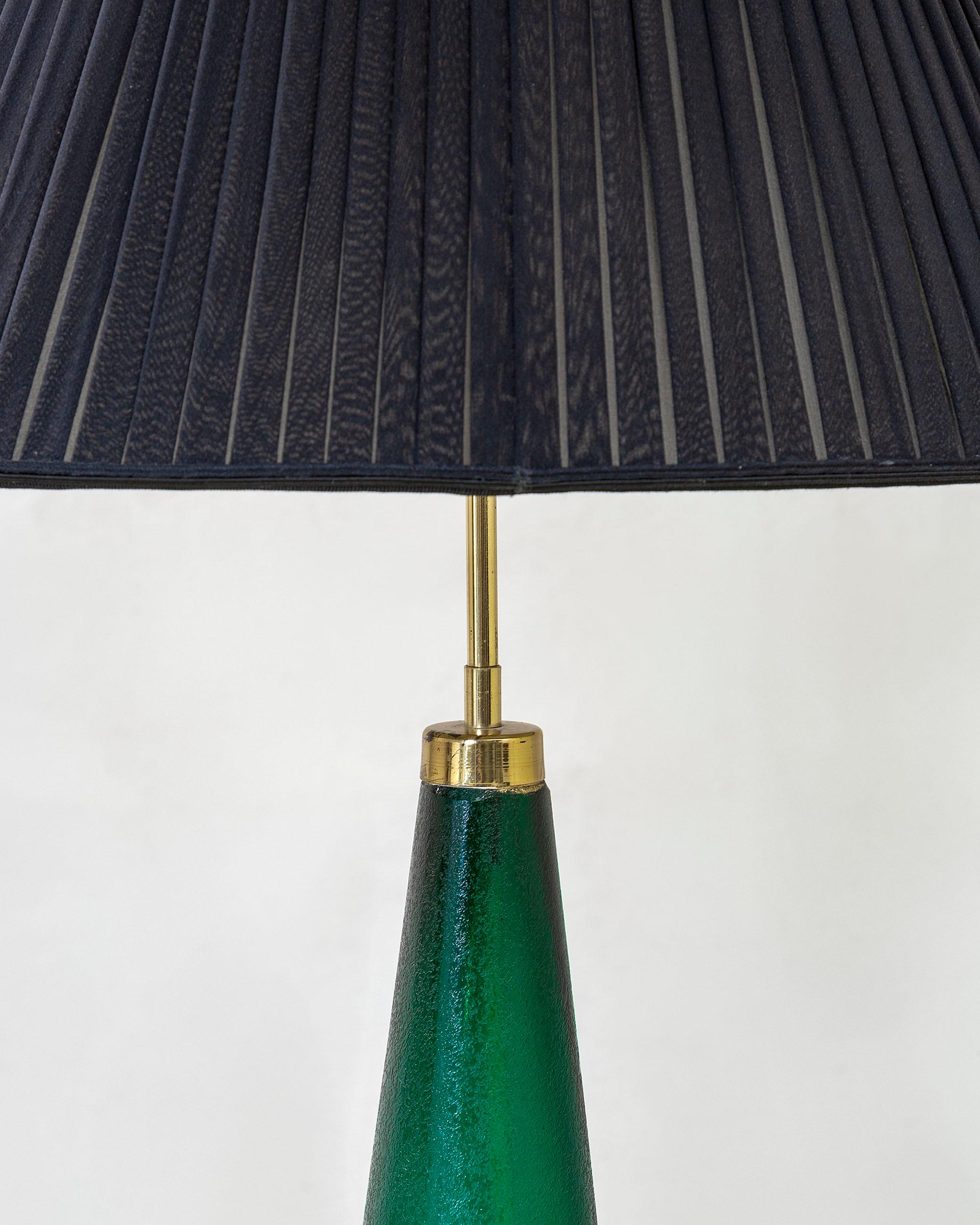 Italian 20th Century, Paolo Venini Glass and Frabric Table Lamp in vendita