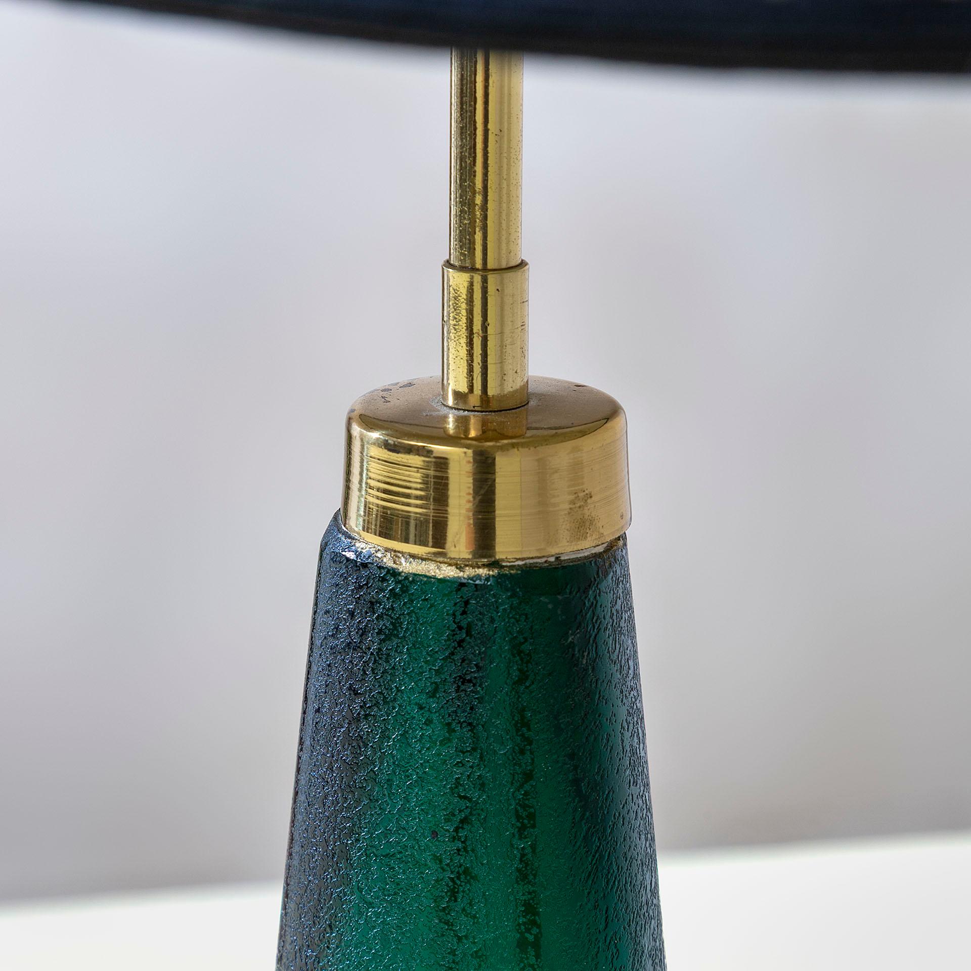 Mid-20th Century 20th Century, Paolo Venini Glass and Frabric Table Lamp in vendita