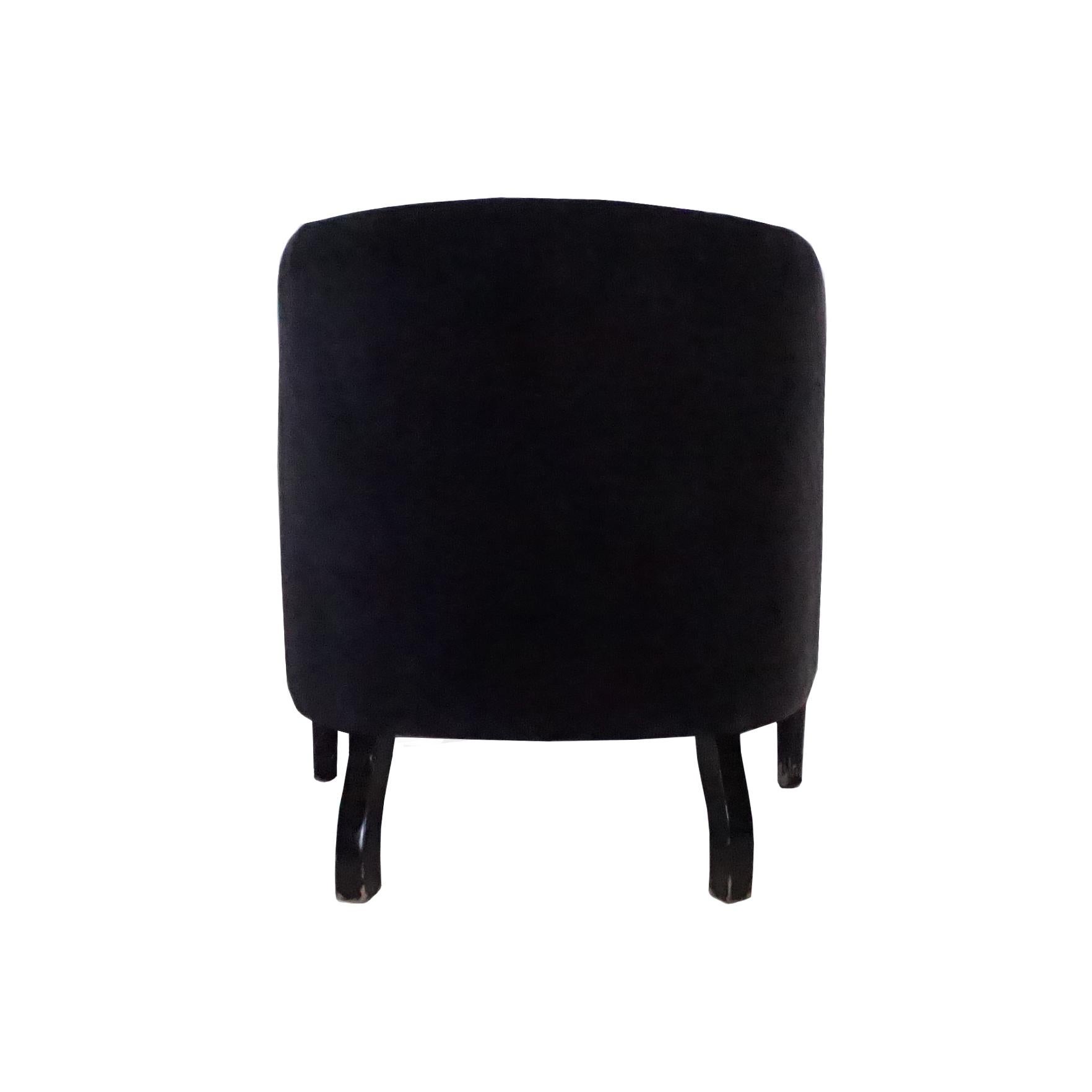 20th Century Black Parisian Art Deco Living Room Set of Three Club Chairs & Sofa For Sale 6